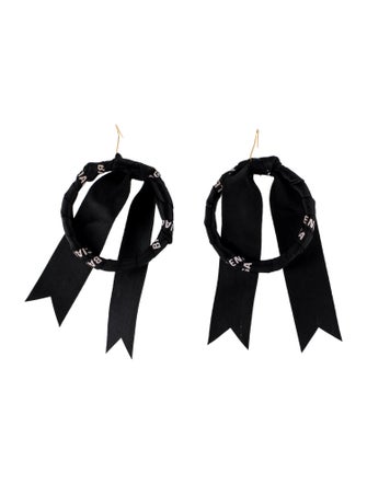 Balenciaga Logo Ribbon Hoop Drop Earrings