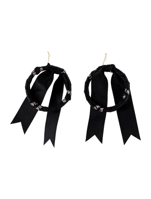 Balenciaga Logo Ribbon Hoop Drop Earrings
