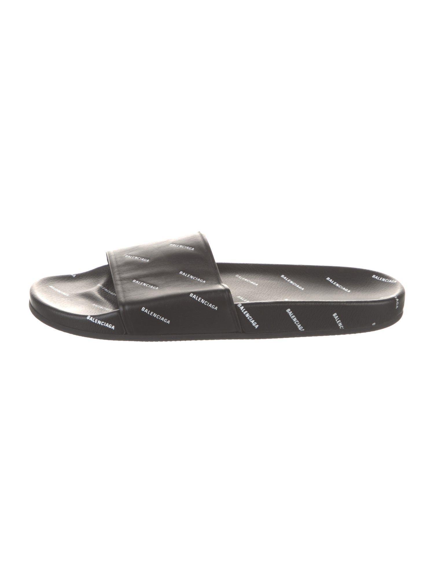 Balenciaga Signature Logo Leather Slides