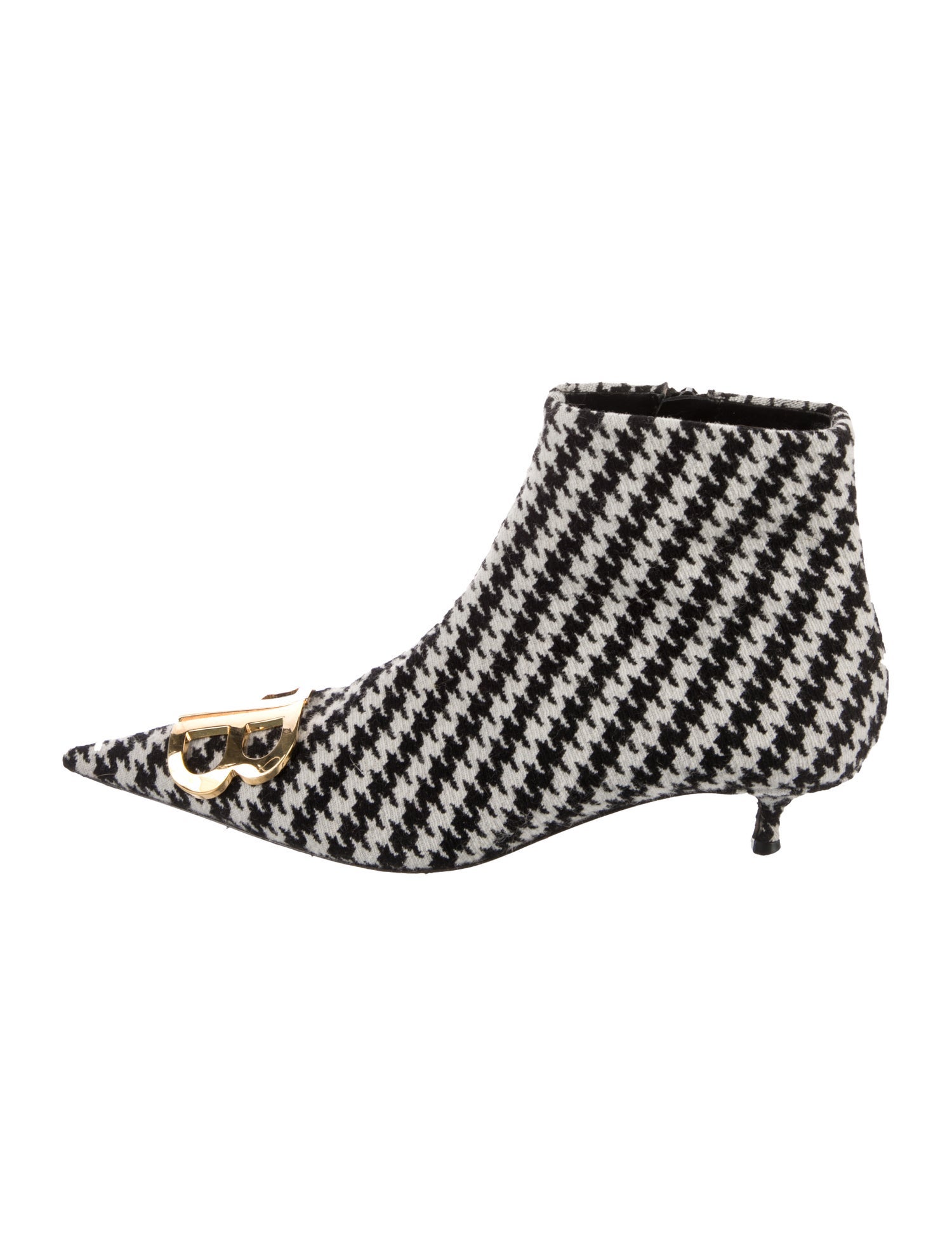 Balenciaga Houndstooth Print Studded Accents Sock Boots