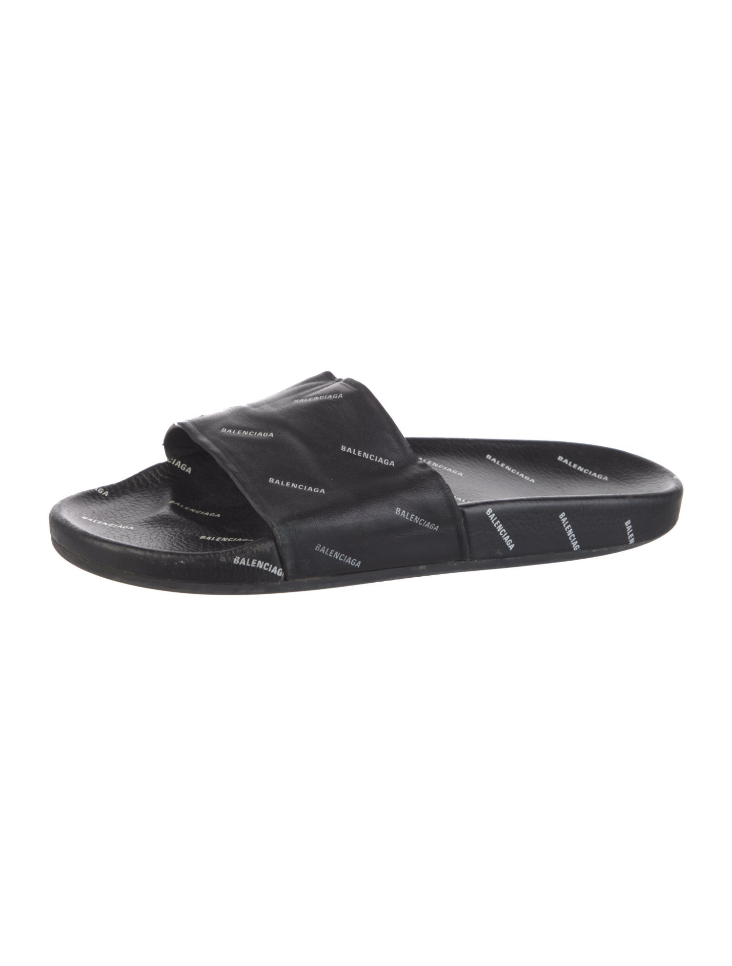 Balenciaga Signature Logo Leather Slides