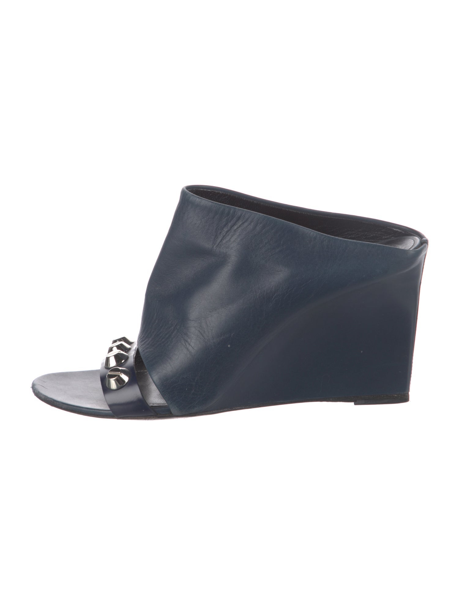 Balenciaga Leather Studded Accents Slides