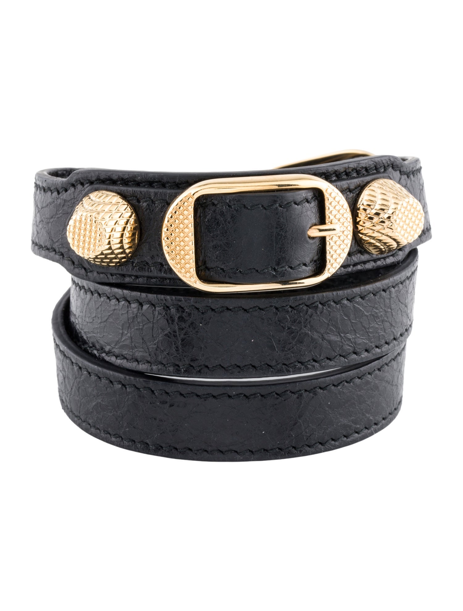 Balenciaga Leather Triple Wrap Bracelet