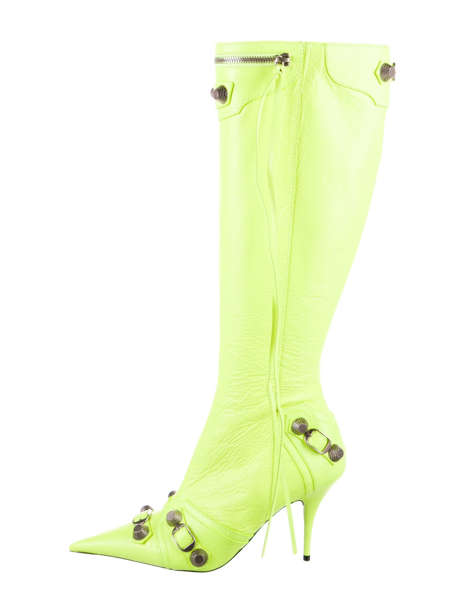 Balenciaga Leather Studded Accents Boots