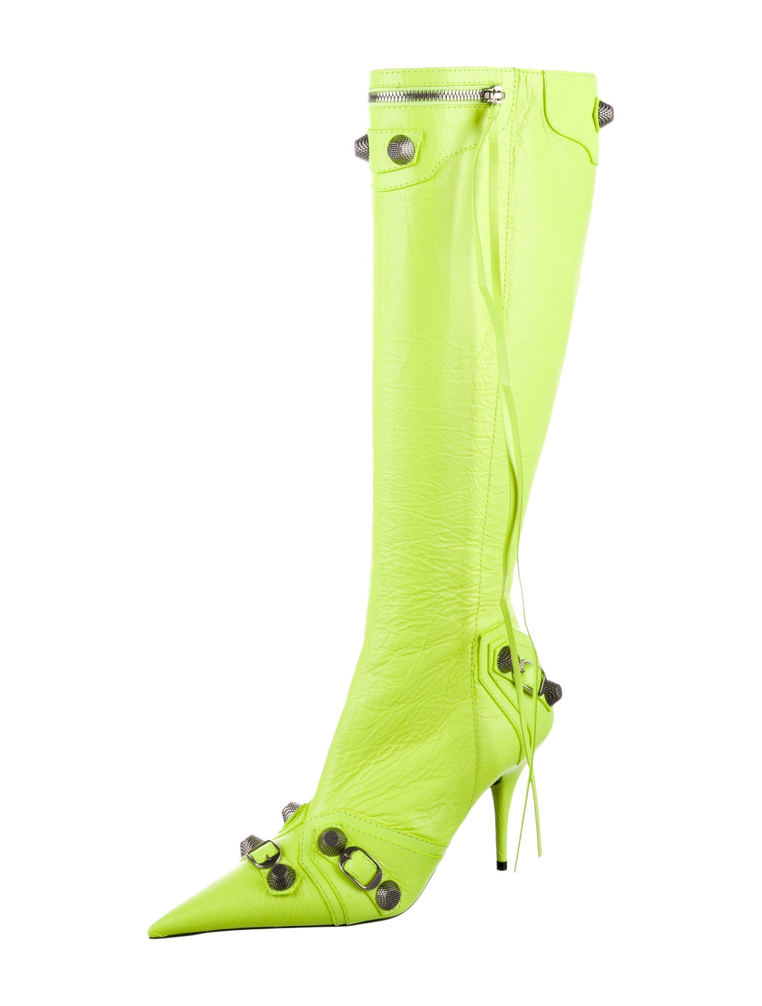 Balenciaga Leather Studded Accents Boots