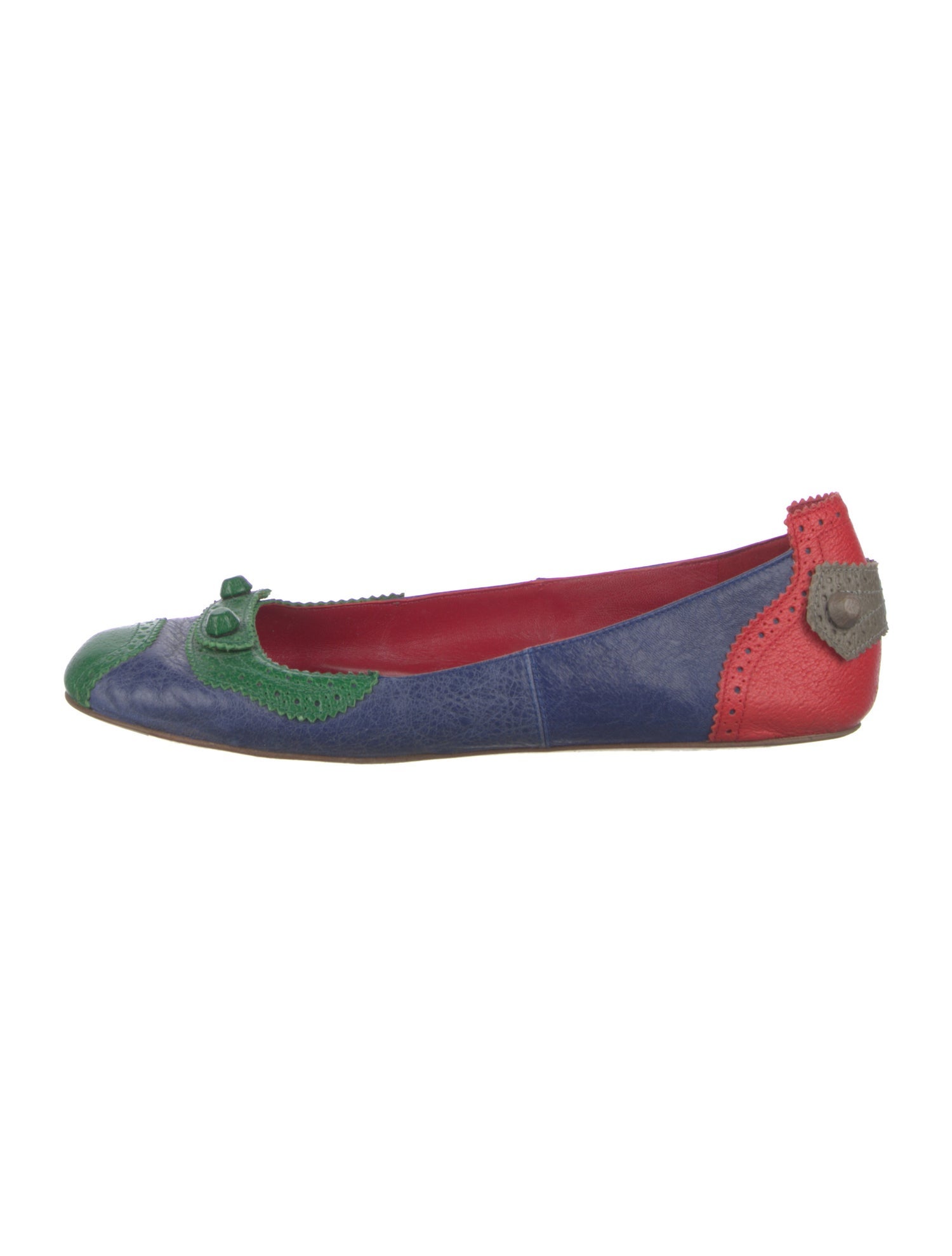Balenciaga Leather Colorblock Pattern Ballet Flats