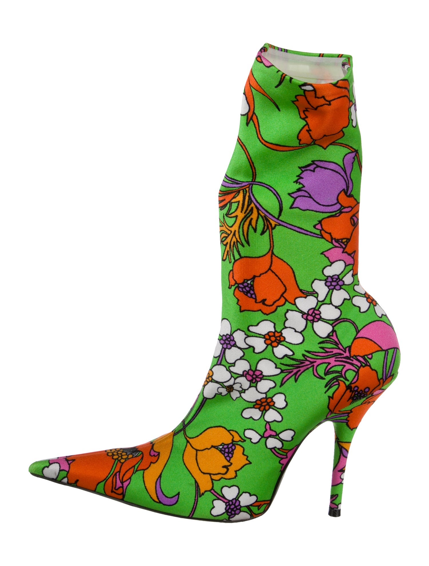 Balenciaga Satin Floral Print Boots