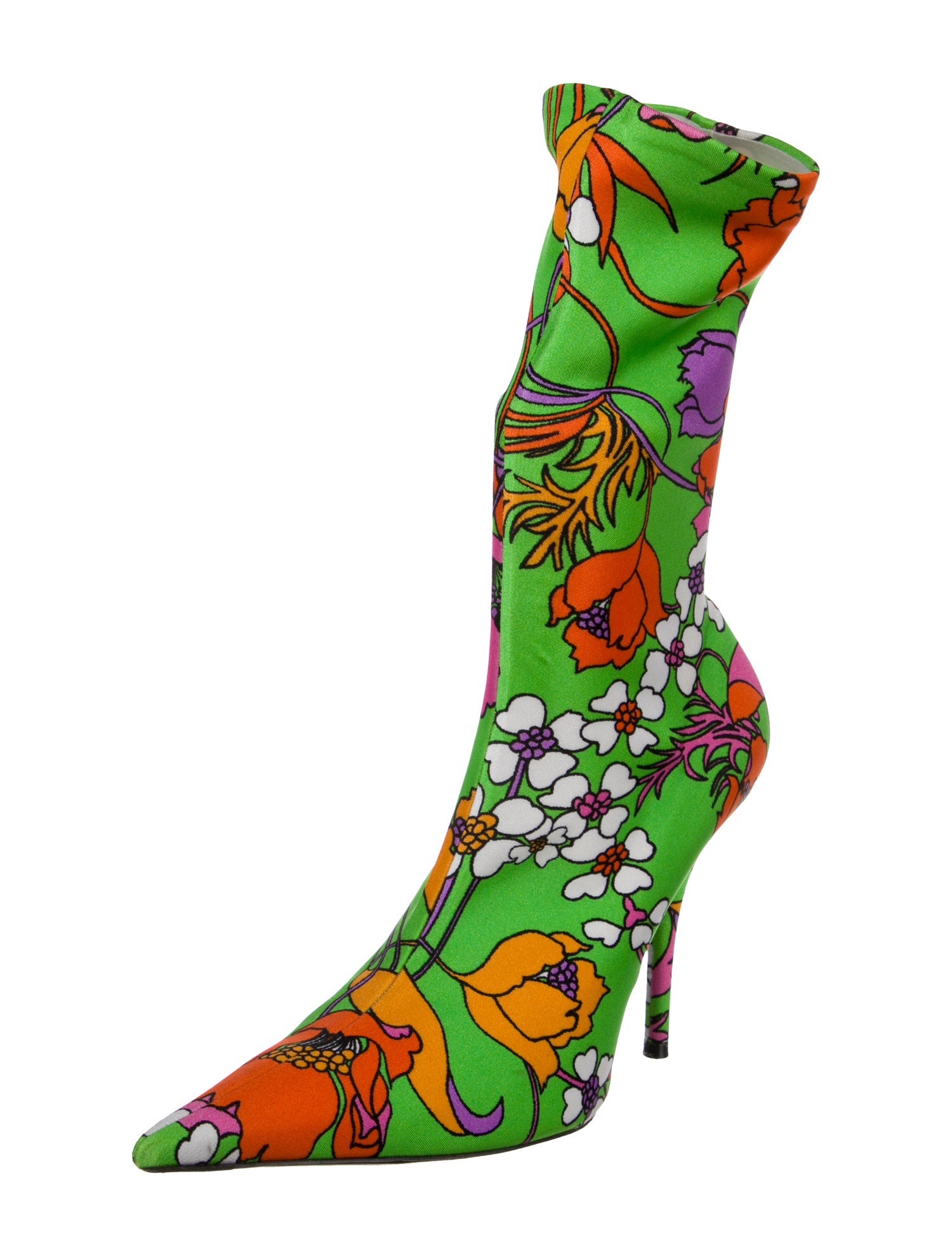 Balenciaga Satin Floral Print Boots