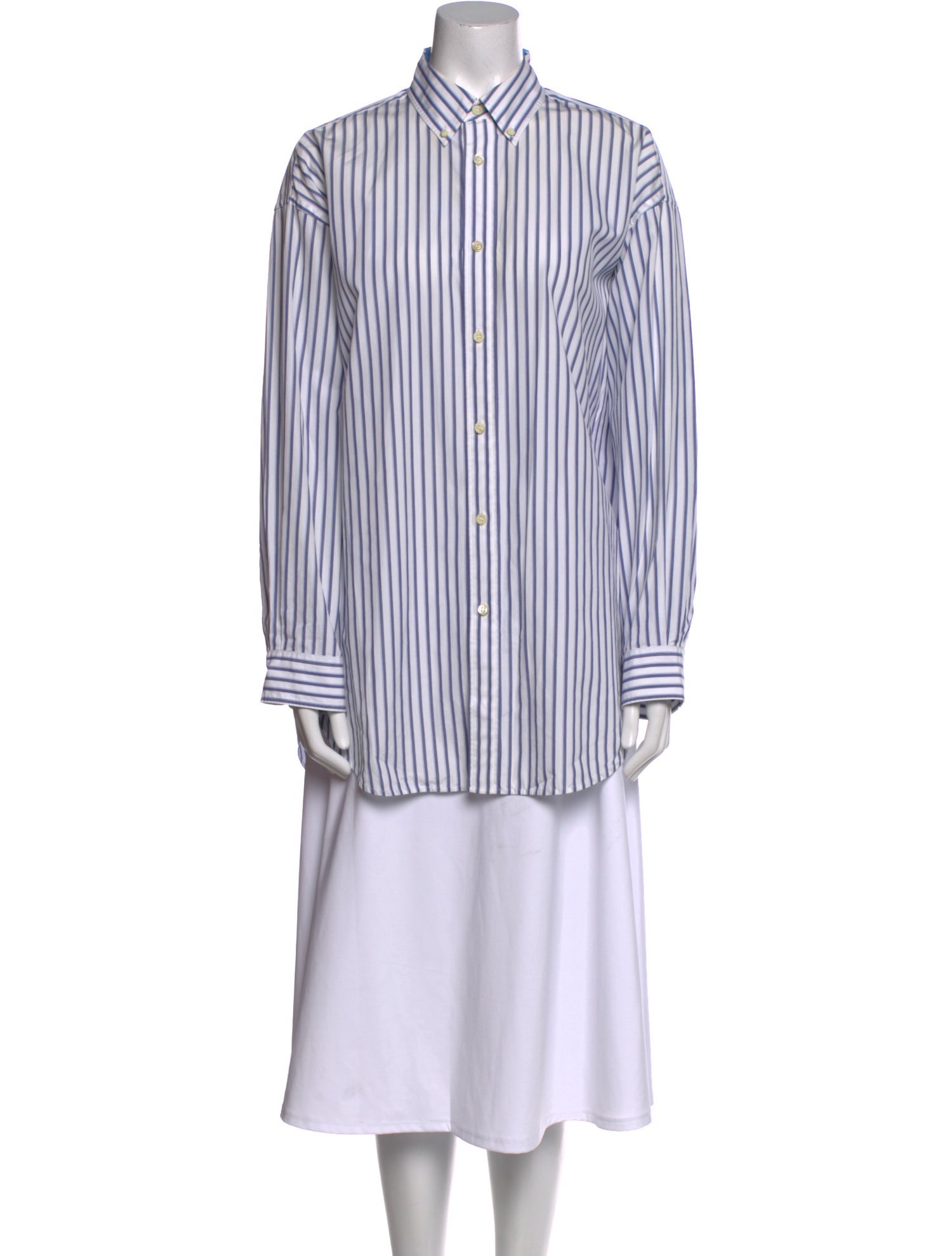 Balenciaga 2017 Striped Button-Up Top