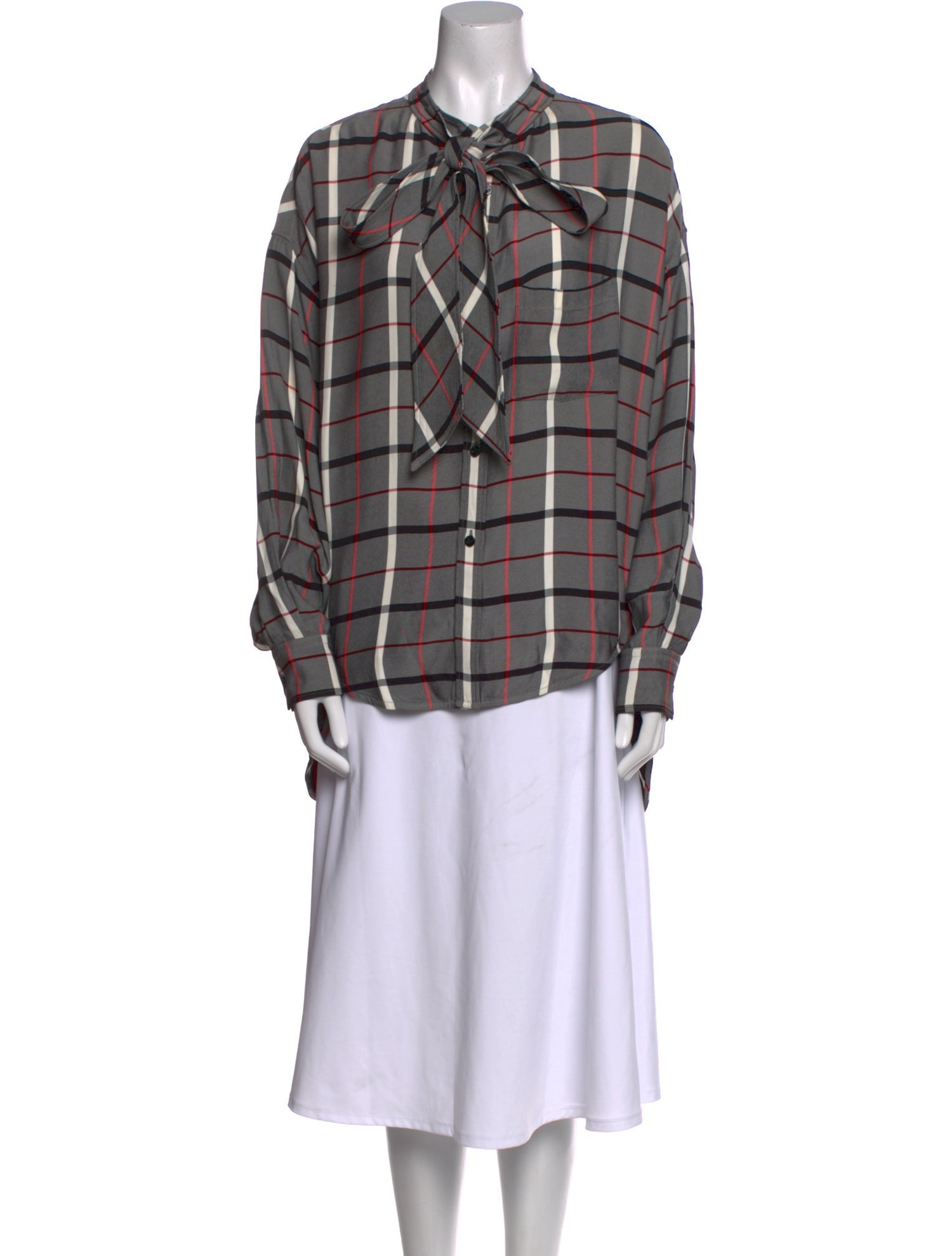 Balenciaga 2019 Plaid Print Button-Up Top