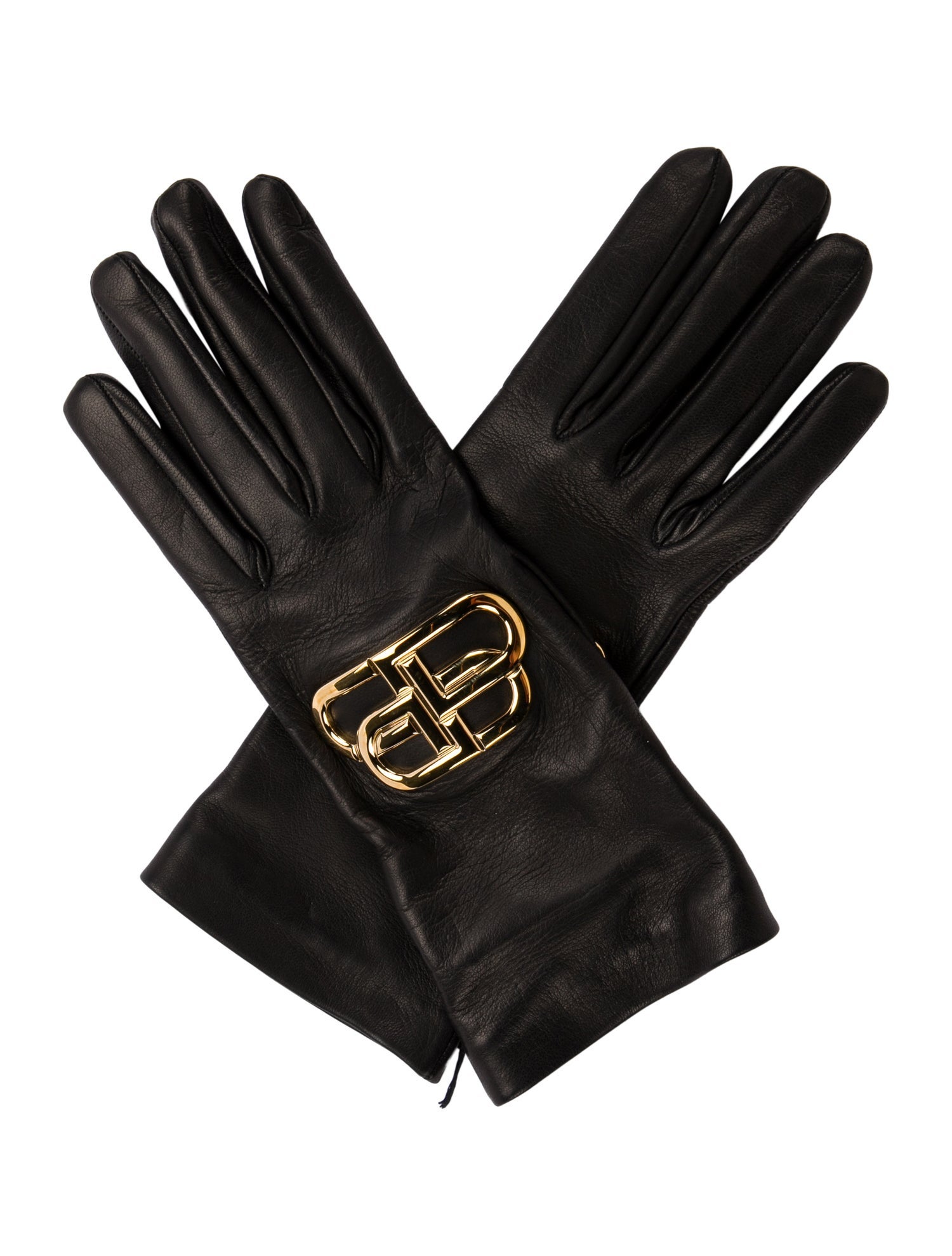 Balenciaga Logo black Leather Gloves
