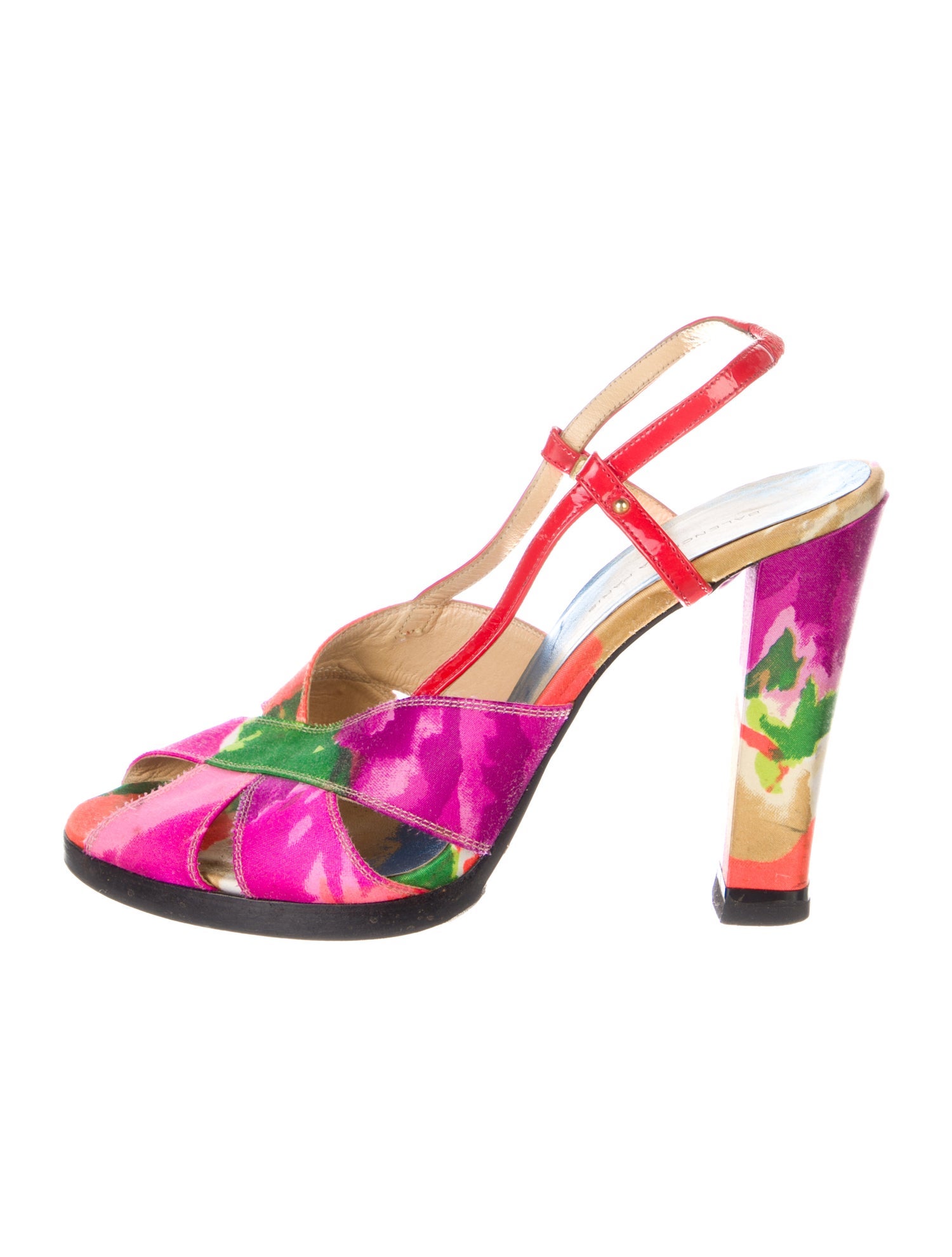 Balenciaga Satin Tie-Dye Print Slingback Sandals