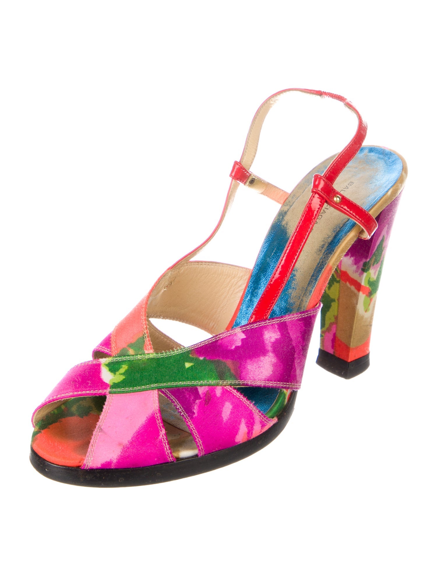 Balenciaga Satin Tie-Dye Print Slingback Sandals