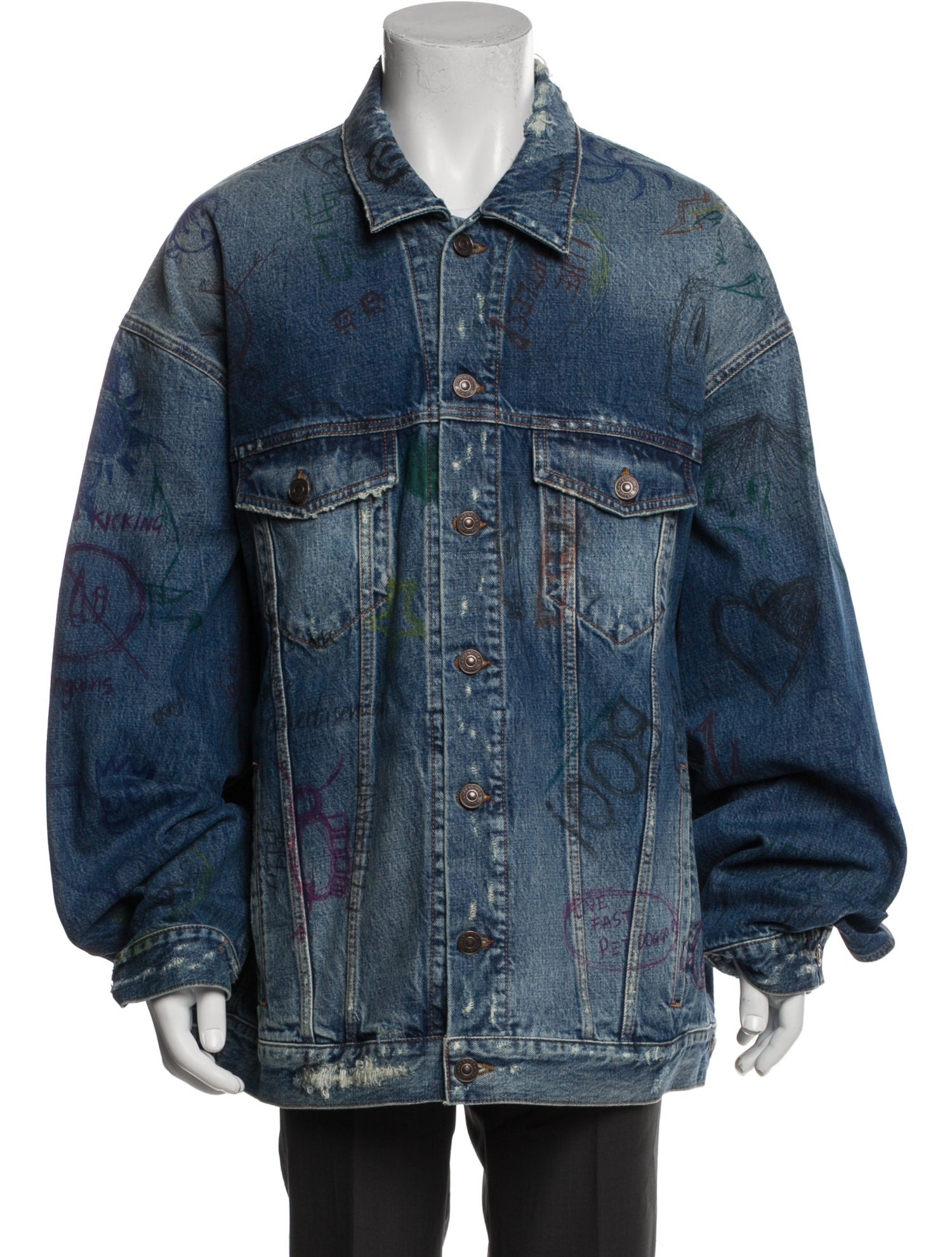 Balenciaga 2022 'Scribble' Denim Jacket w/ Tags