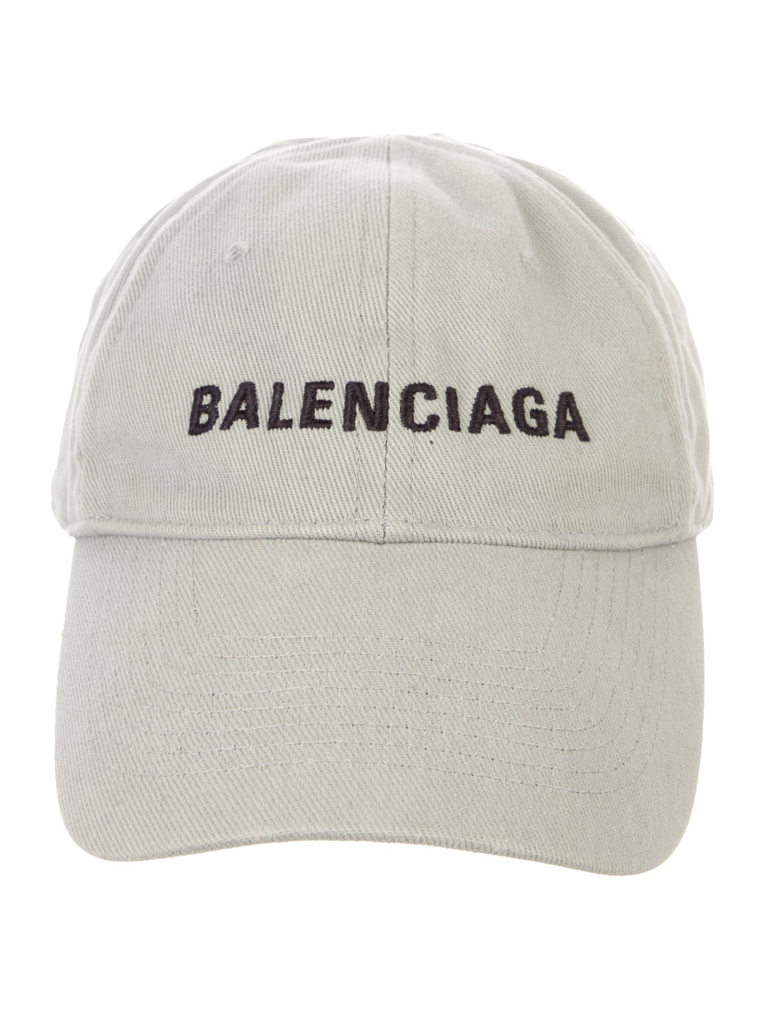 Balenciaga Men's Grey Cotton Embroidered Baseball Cap