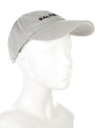 Balenciaga Men's Grey Cotton Embroidered Baseball Cap