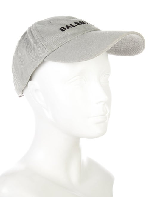 Balenciaga Men's Grey Cotton Embroidered Baseball Cap