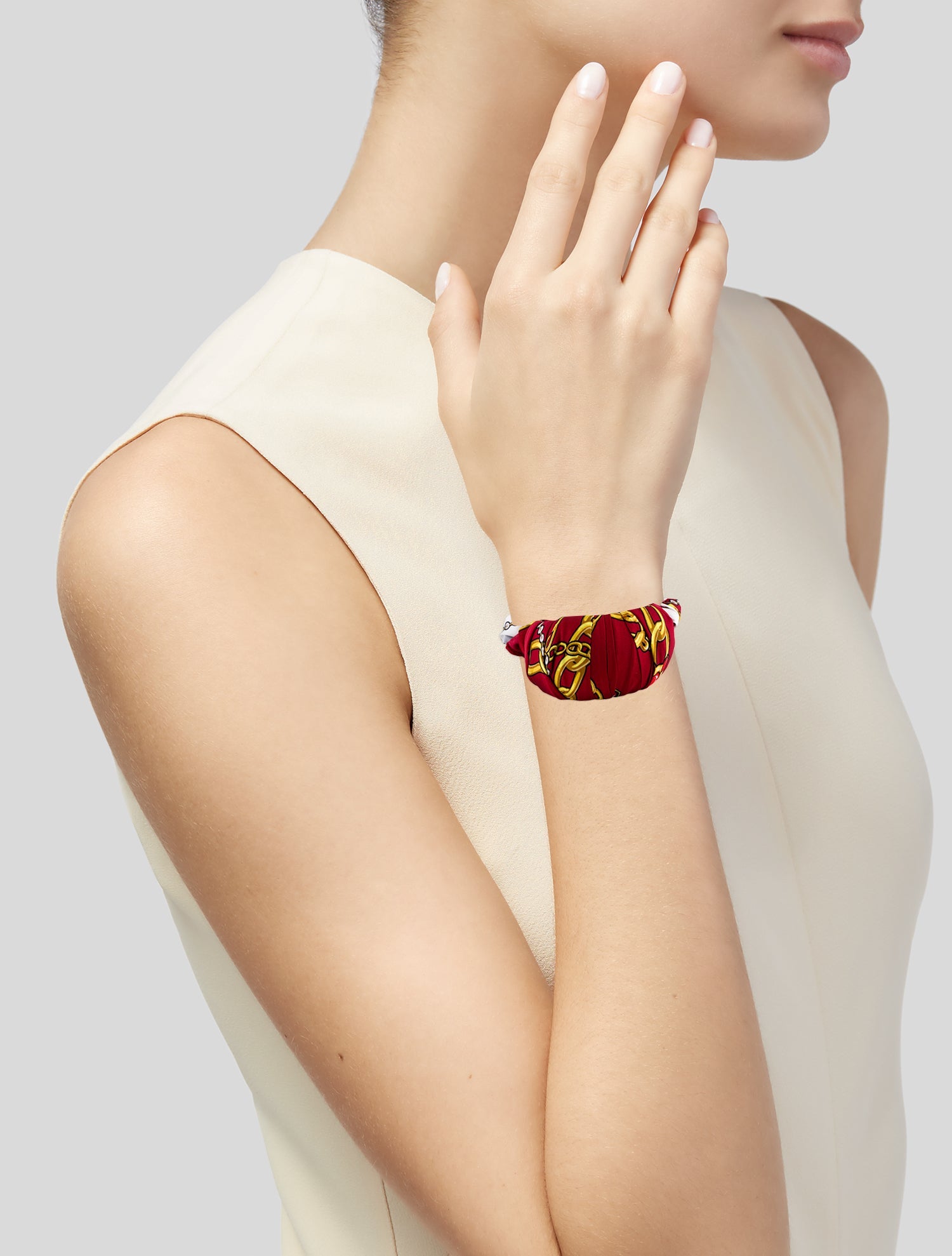 Balenciaga SIlk Scarf Twill Cuff Bracelet