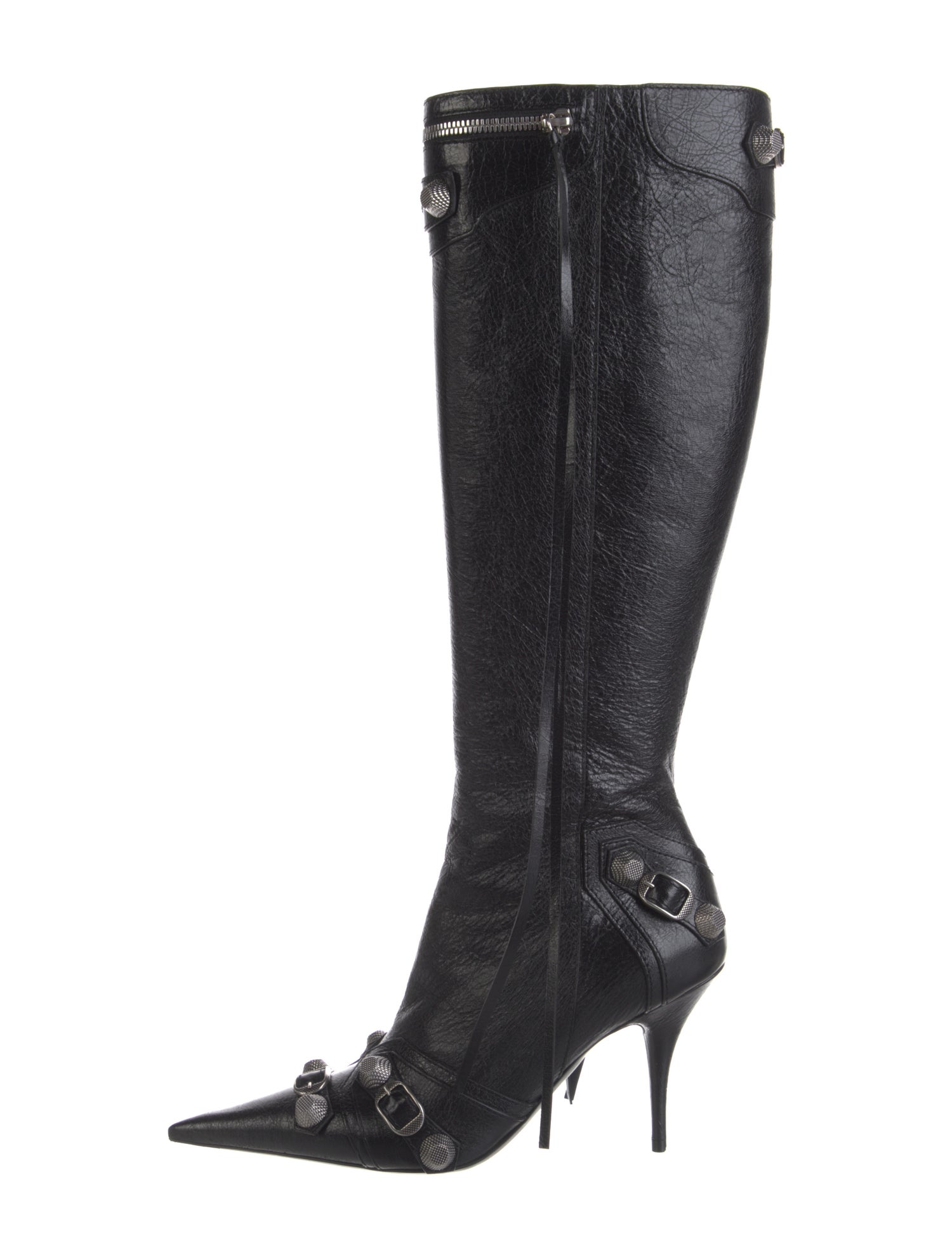 Balenciaga Leather Animal Print Lace-Up Boots