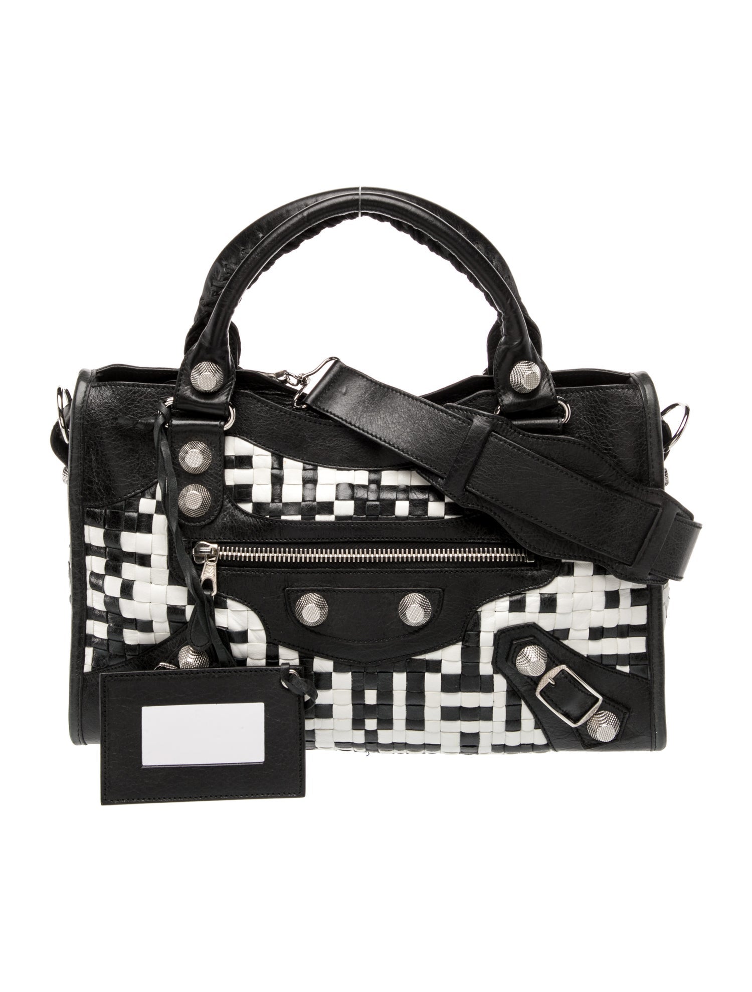 Balenciaga Leather Motocross Classic Lattice City Bag