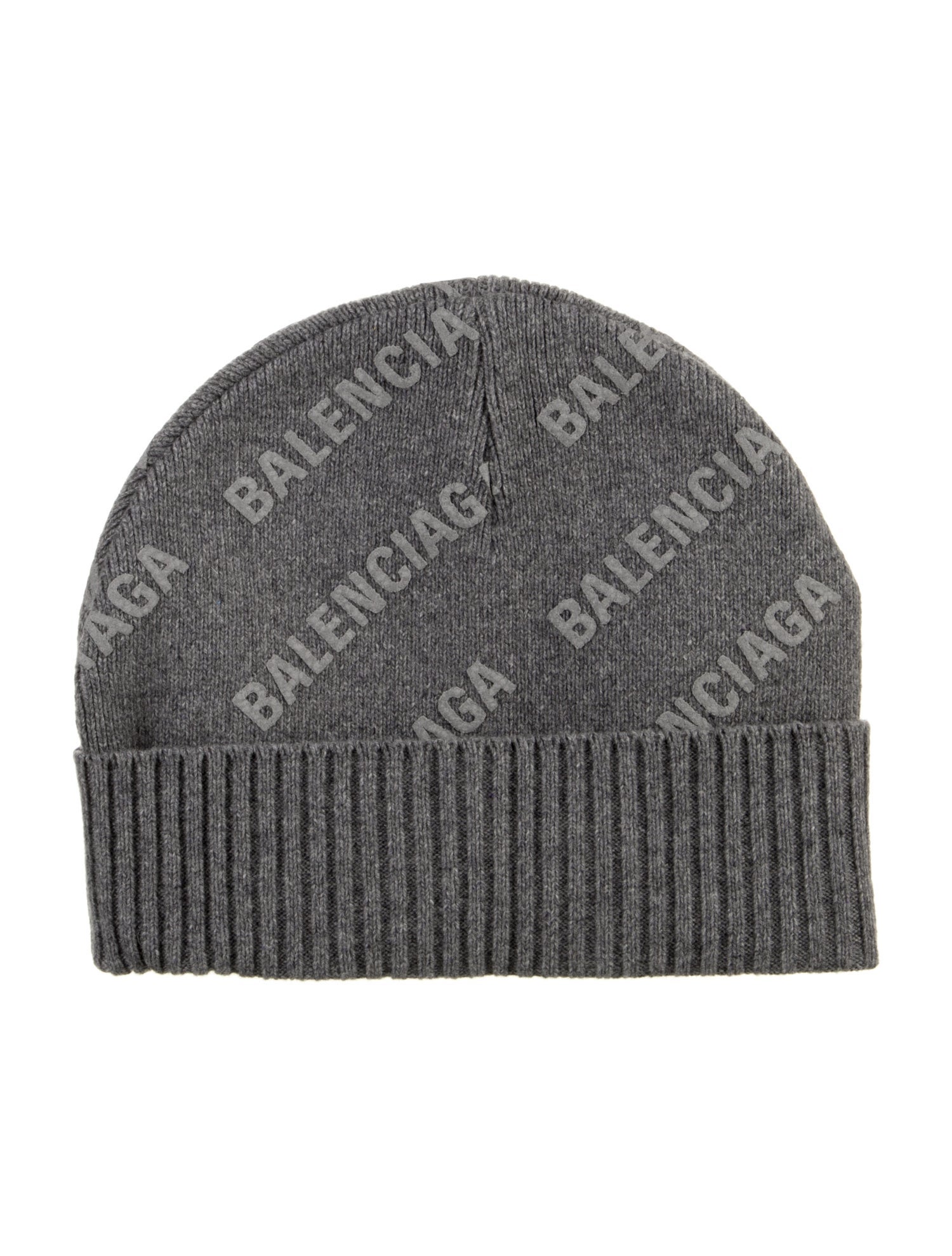 Balenciaga Grey Pattern Printed Cashmere Knit Beanie w/Tags