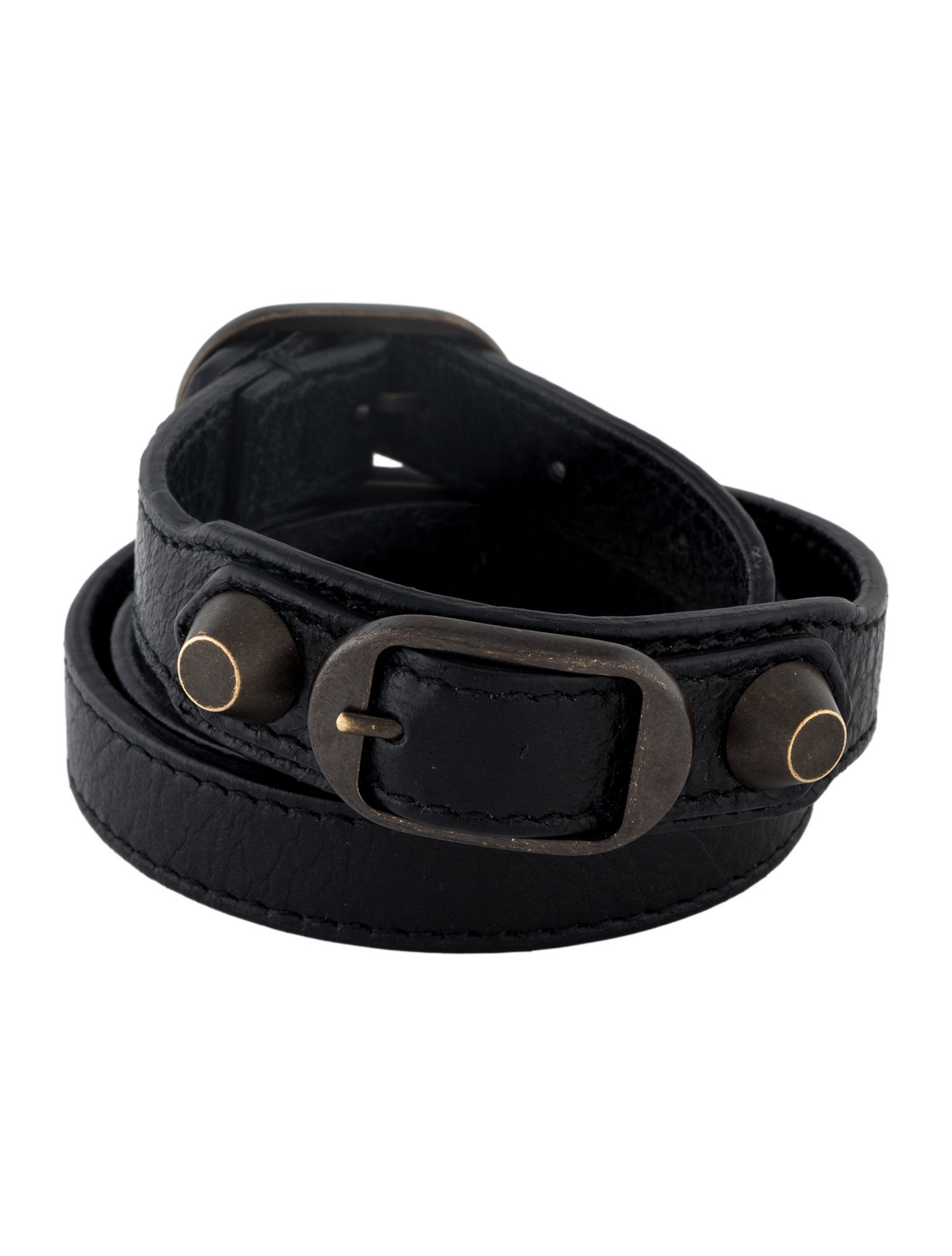 Balenciaga Leather City Triple Wrap Bracelet