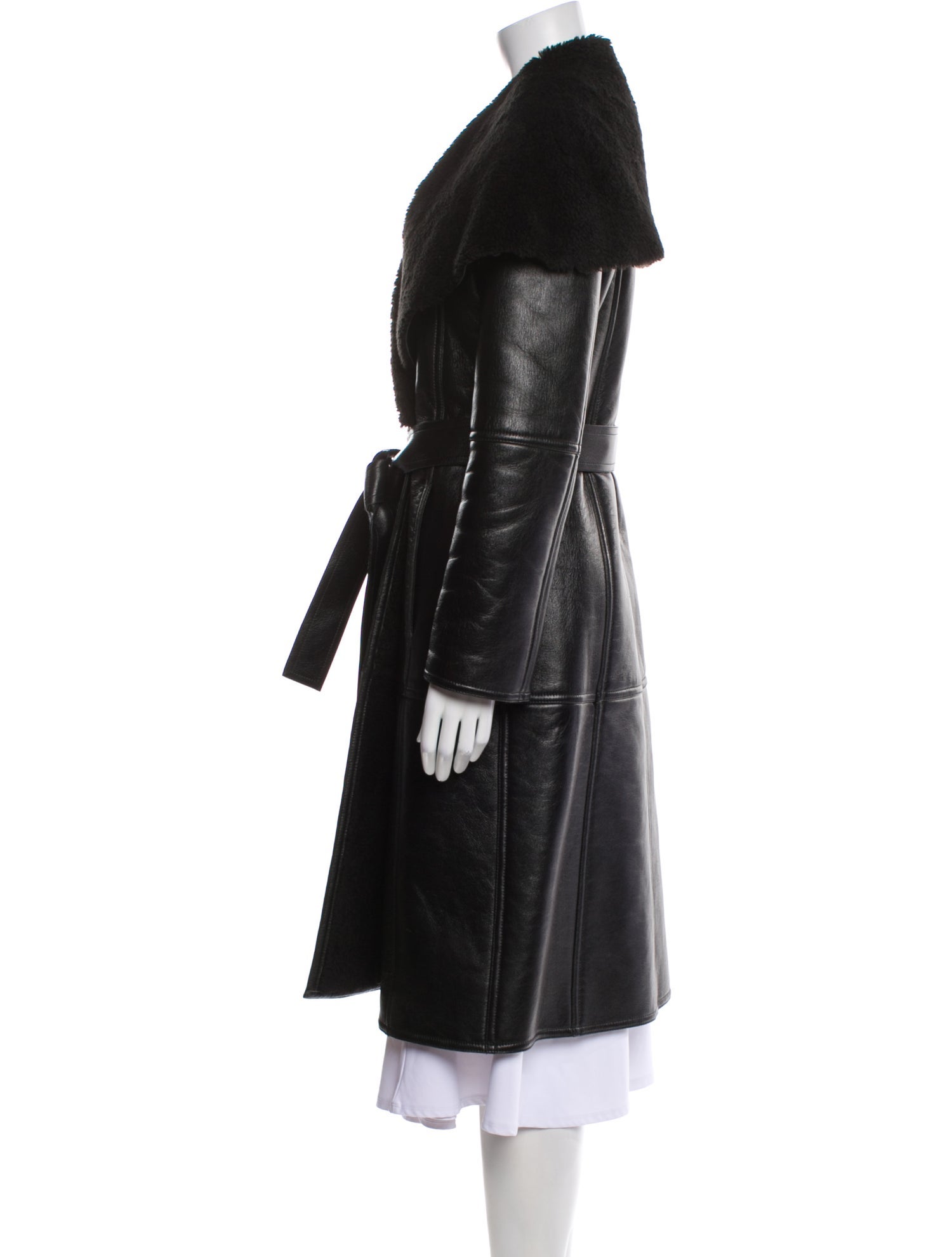 Balenciaga 2019 Leather Faux Fur Coat