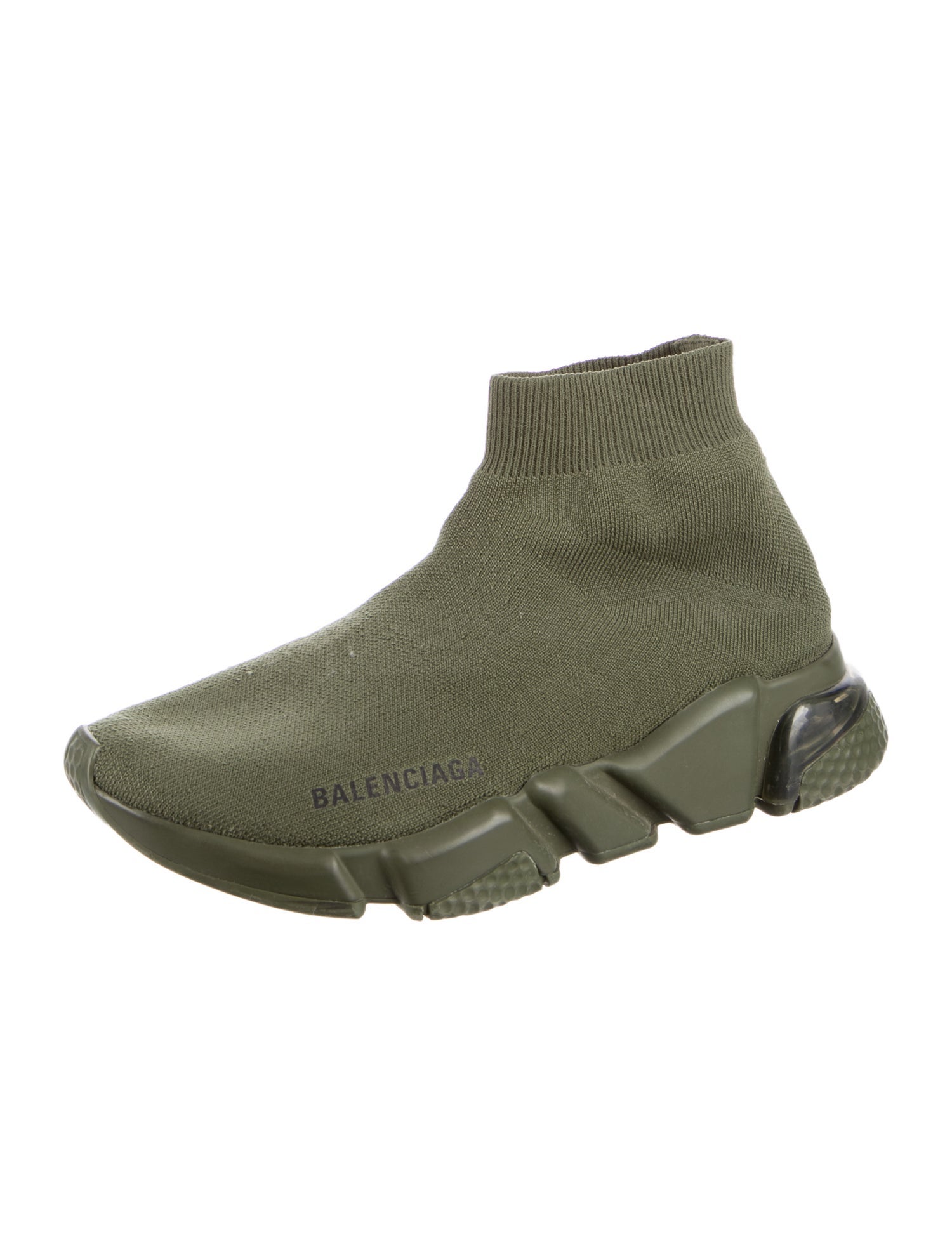 Balenciaga Clear Sole Speed Trainer 'Olive' Sock Sneakers