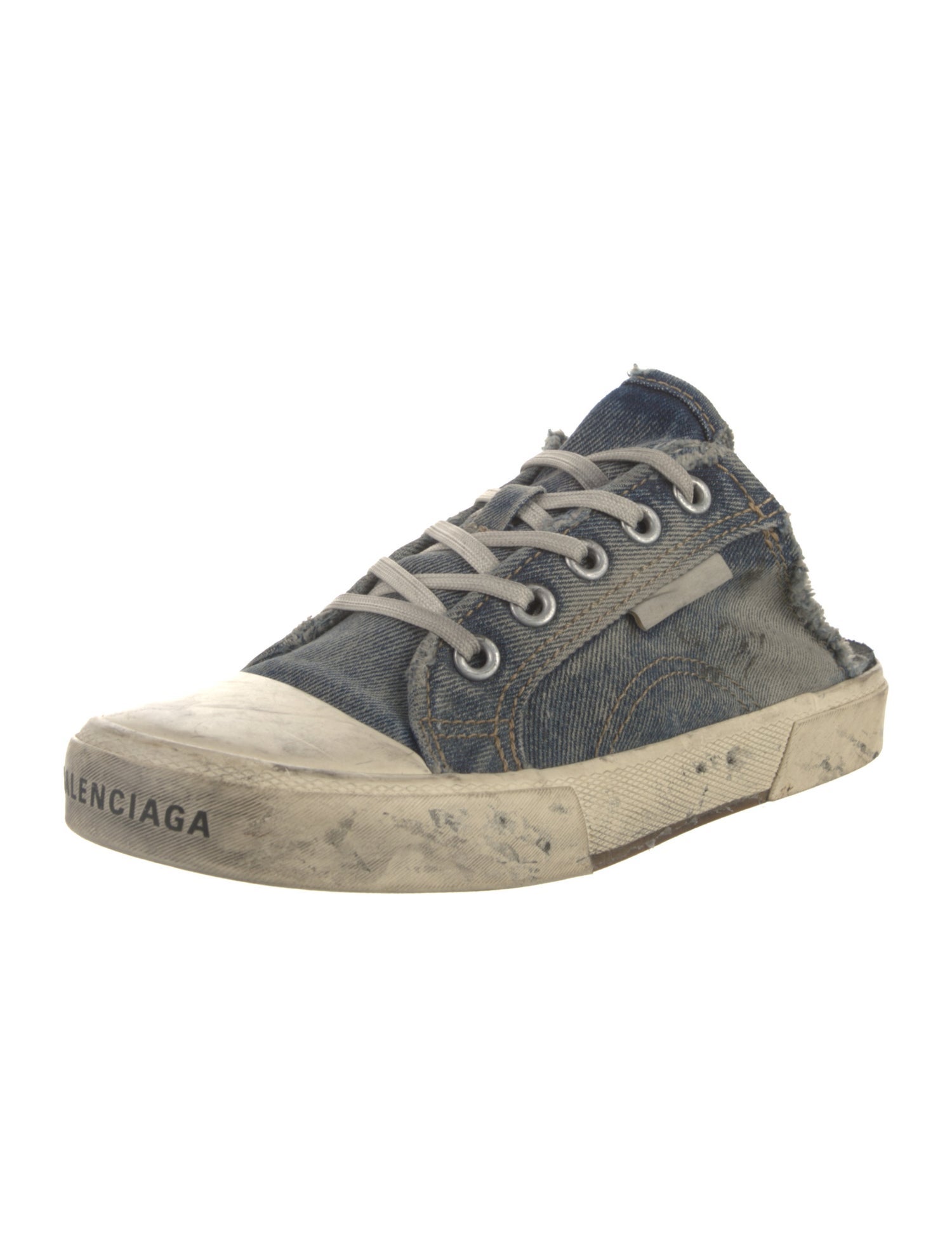 Balenciaga Denim Colorblock Pattern Mules