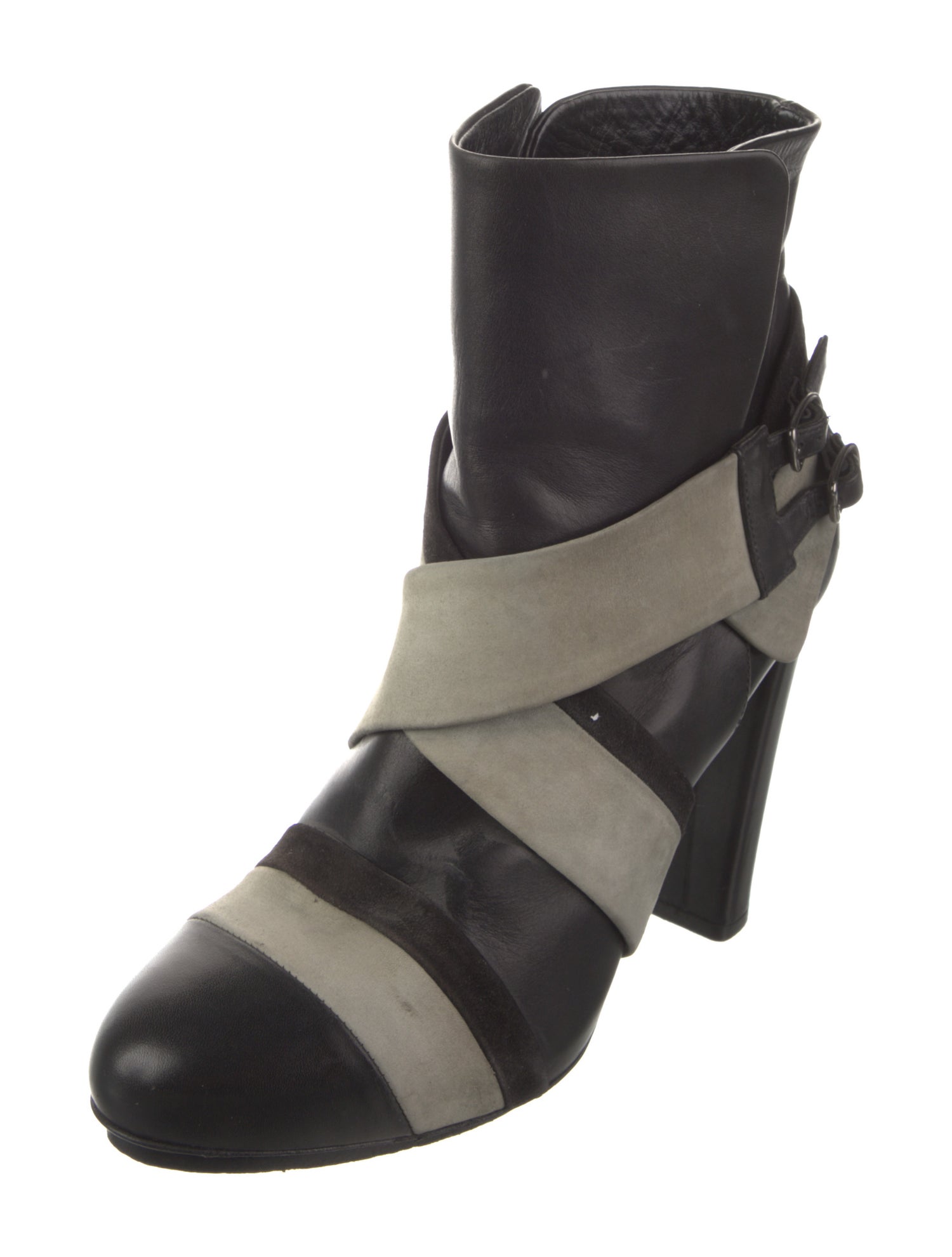 Balenciaga Leather Colorblock Pattern Boots