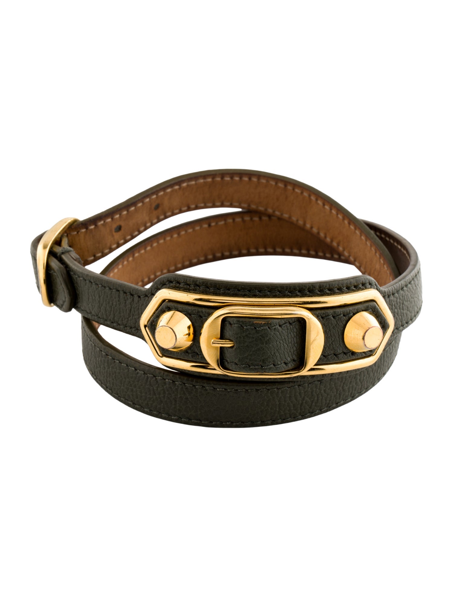 Balenciaga Leather Triple Tour Wrap Bracelet