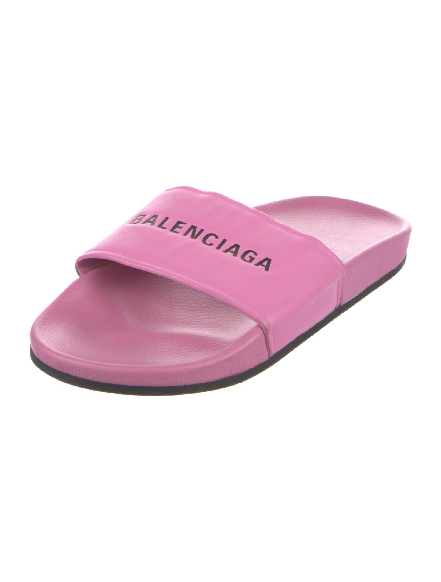 Balenciaga Leather Graphic Print Slides