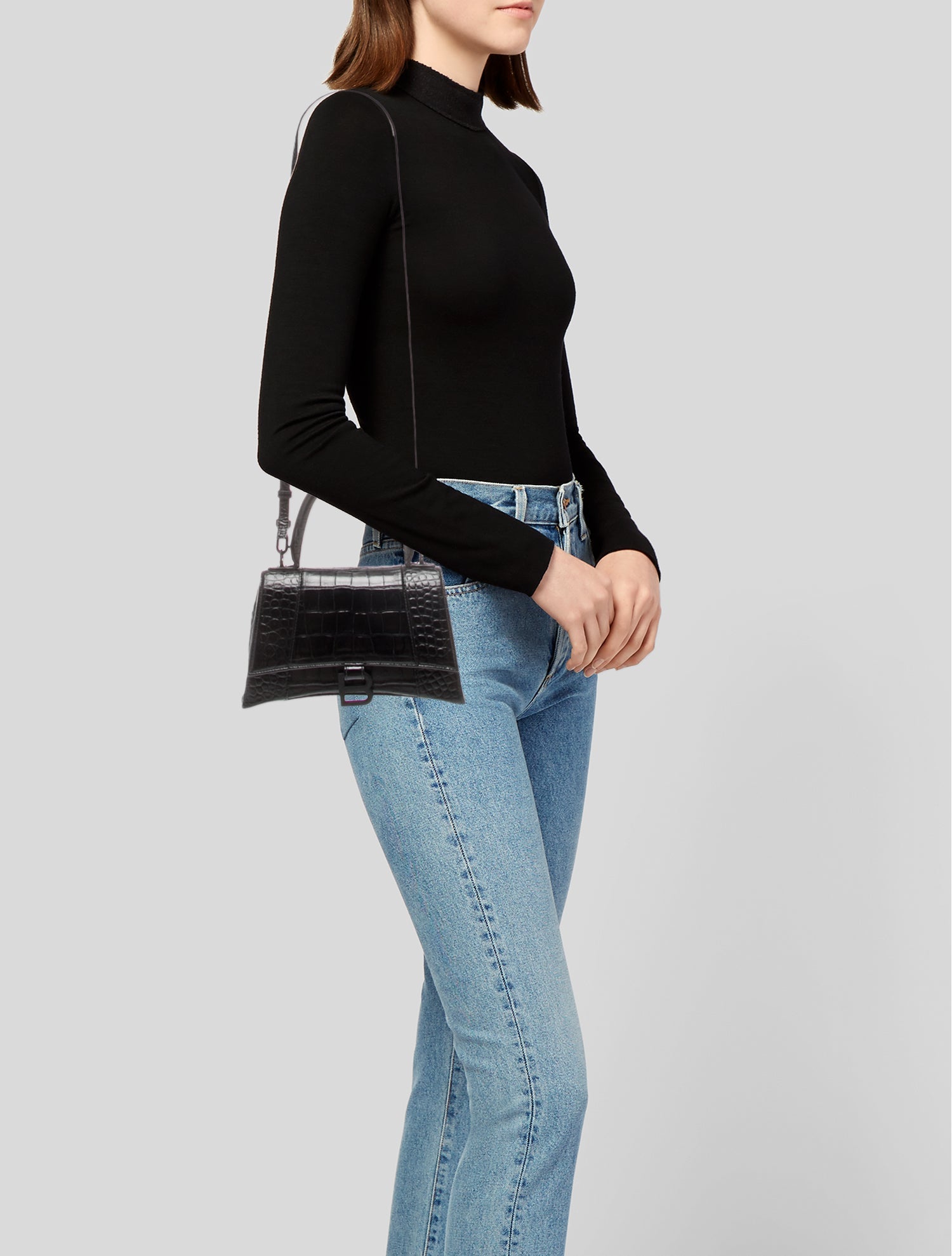 Balenciaga Embossed Leather Shoulder Bag