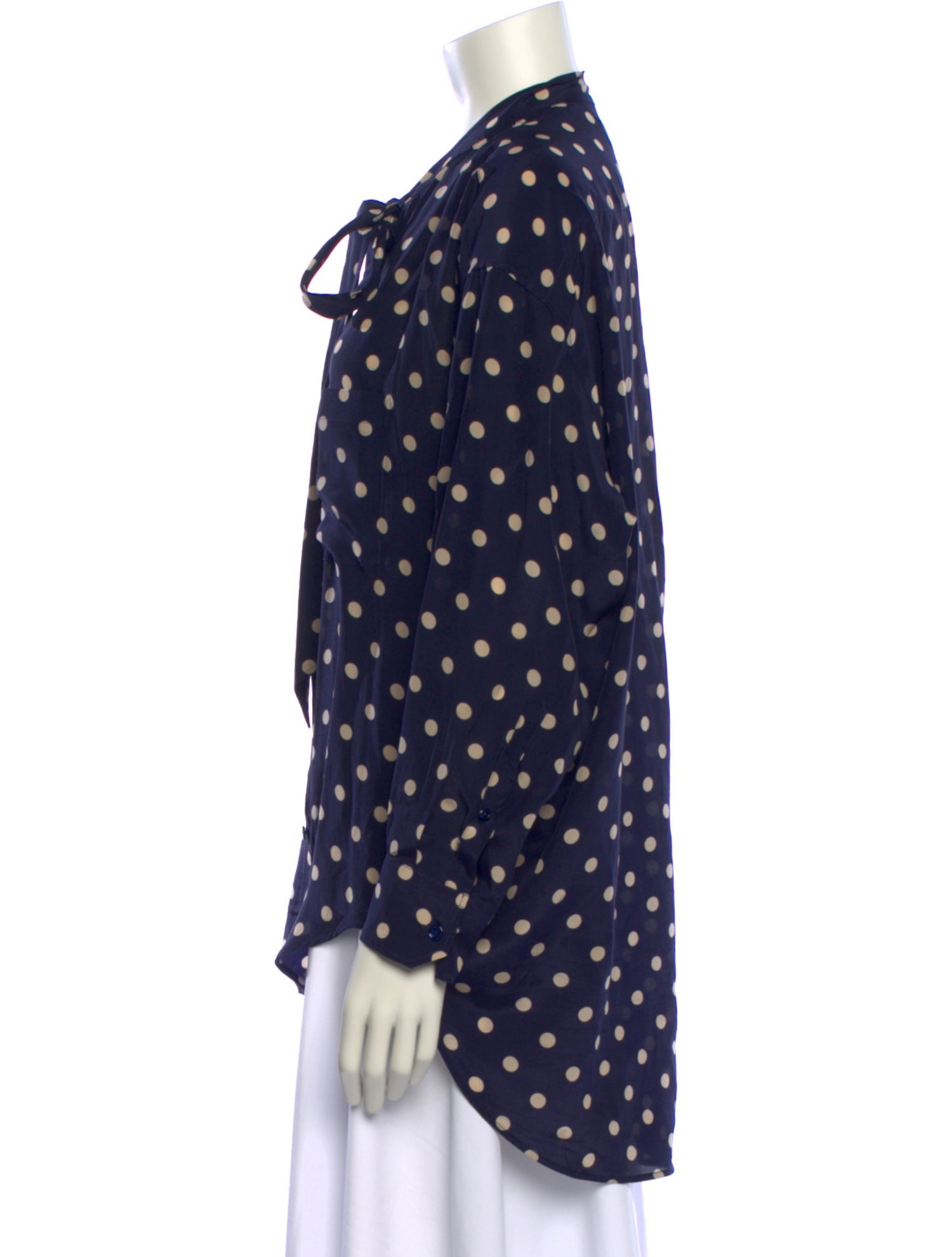 Balenciaga Silk Polka Dot Print Button-Up Top