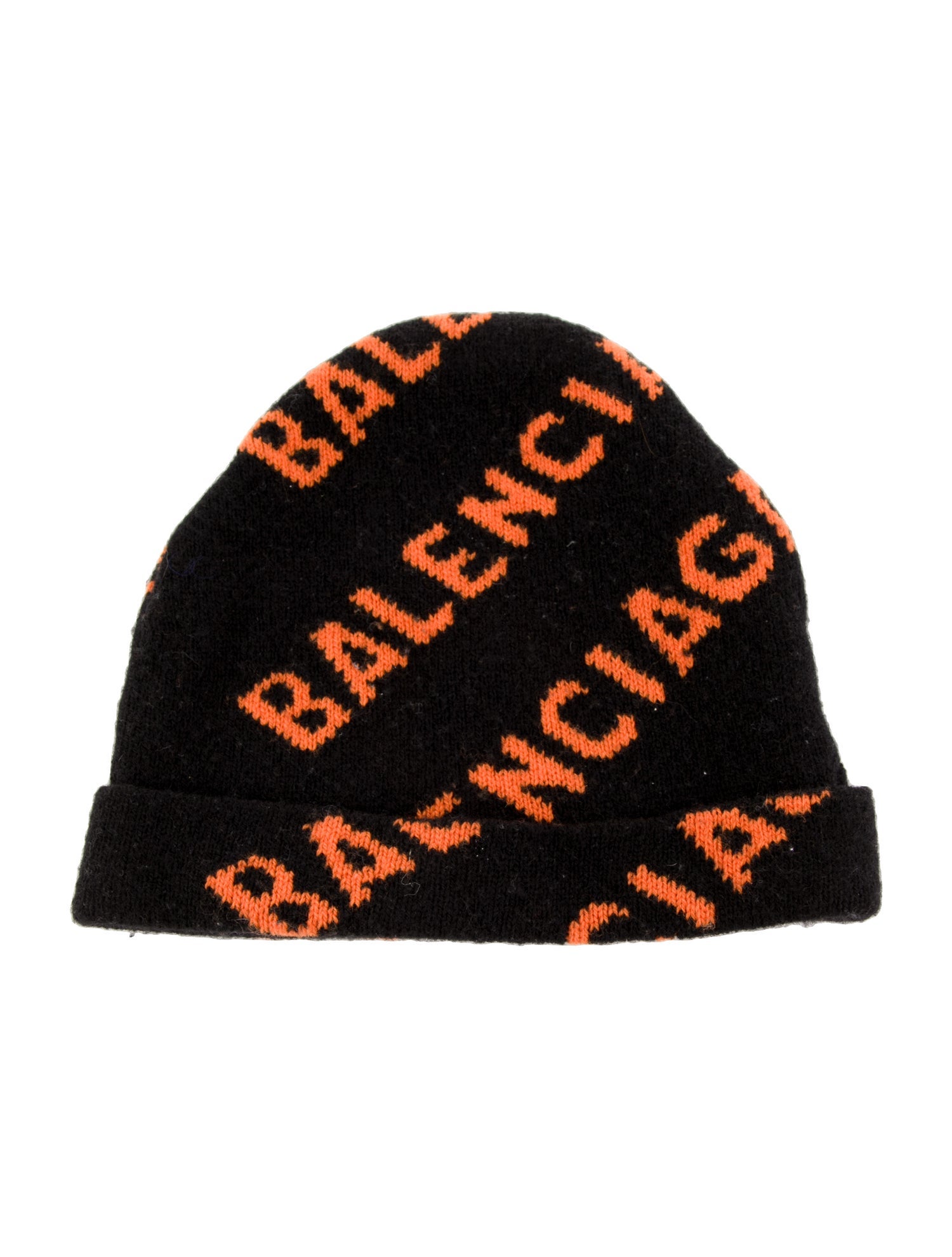 Balenciaga Logo Print Wool Knit Beanie