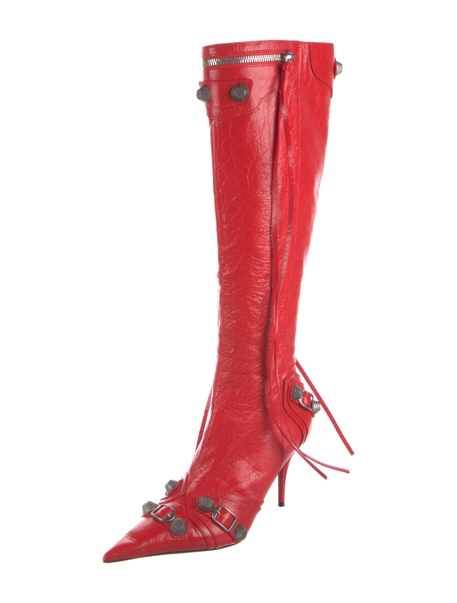 Balenciaga Leather Studded Accents Boots