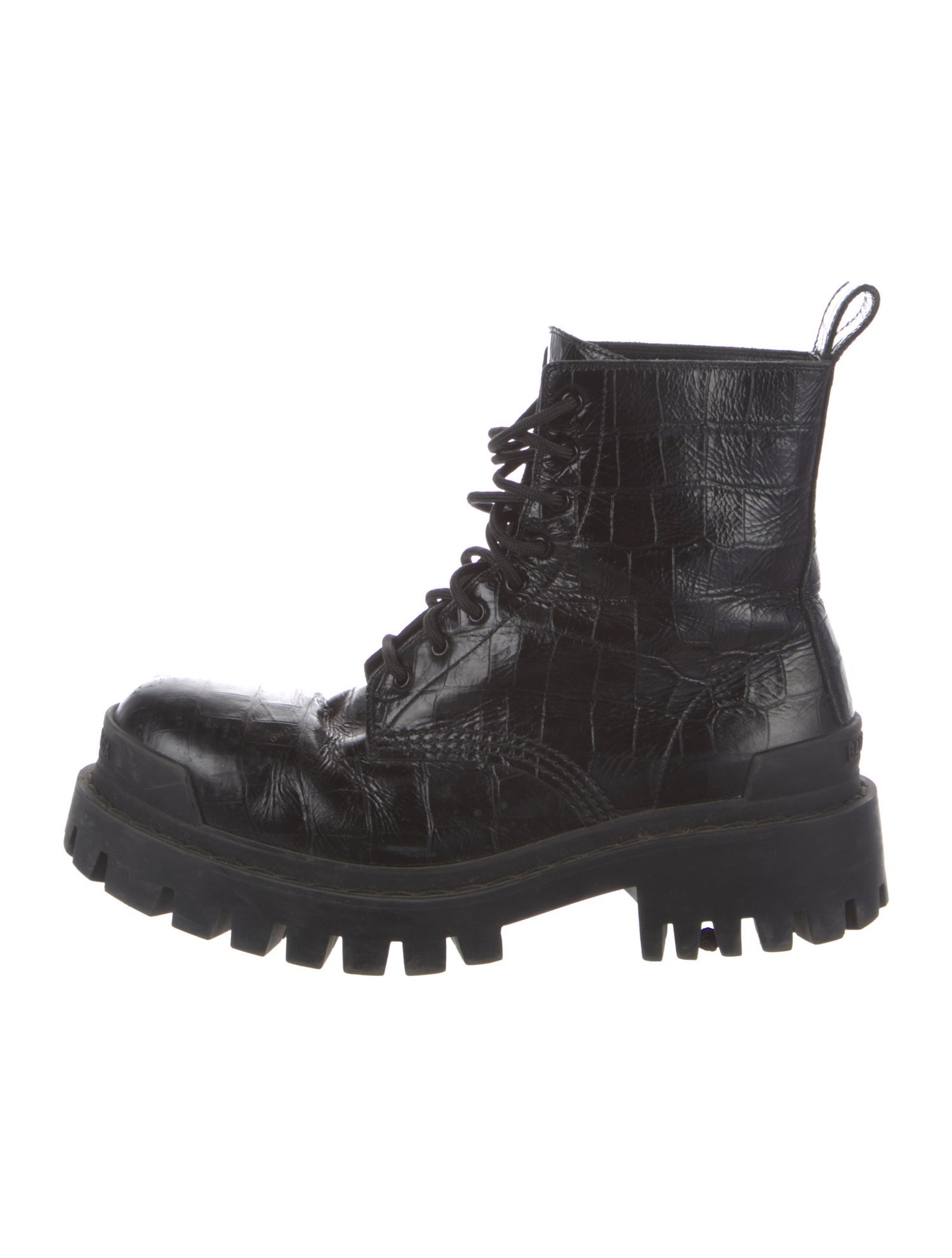 Balenciaga Embossed Leather Combat Boots