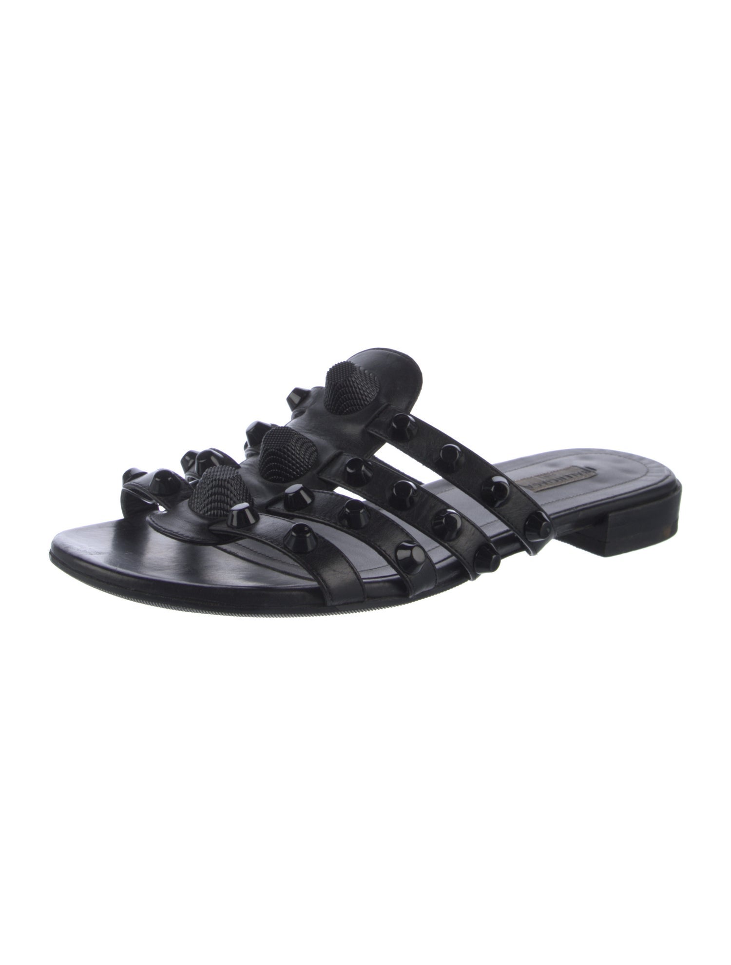 Balenciaga Leather Studded Accents Slides