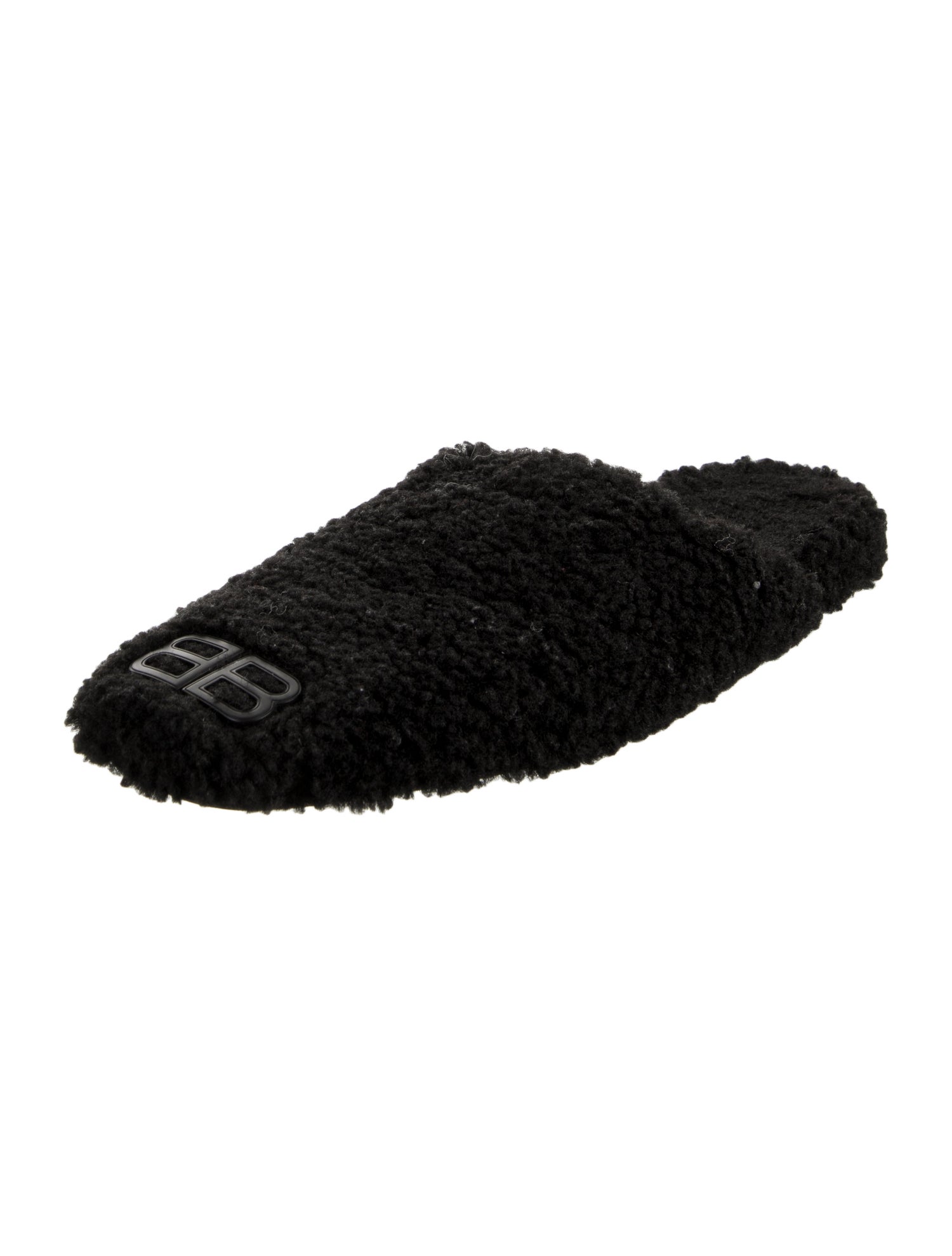 Balenciaga Faux Fur Embroidered Accent Slides