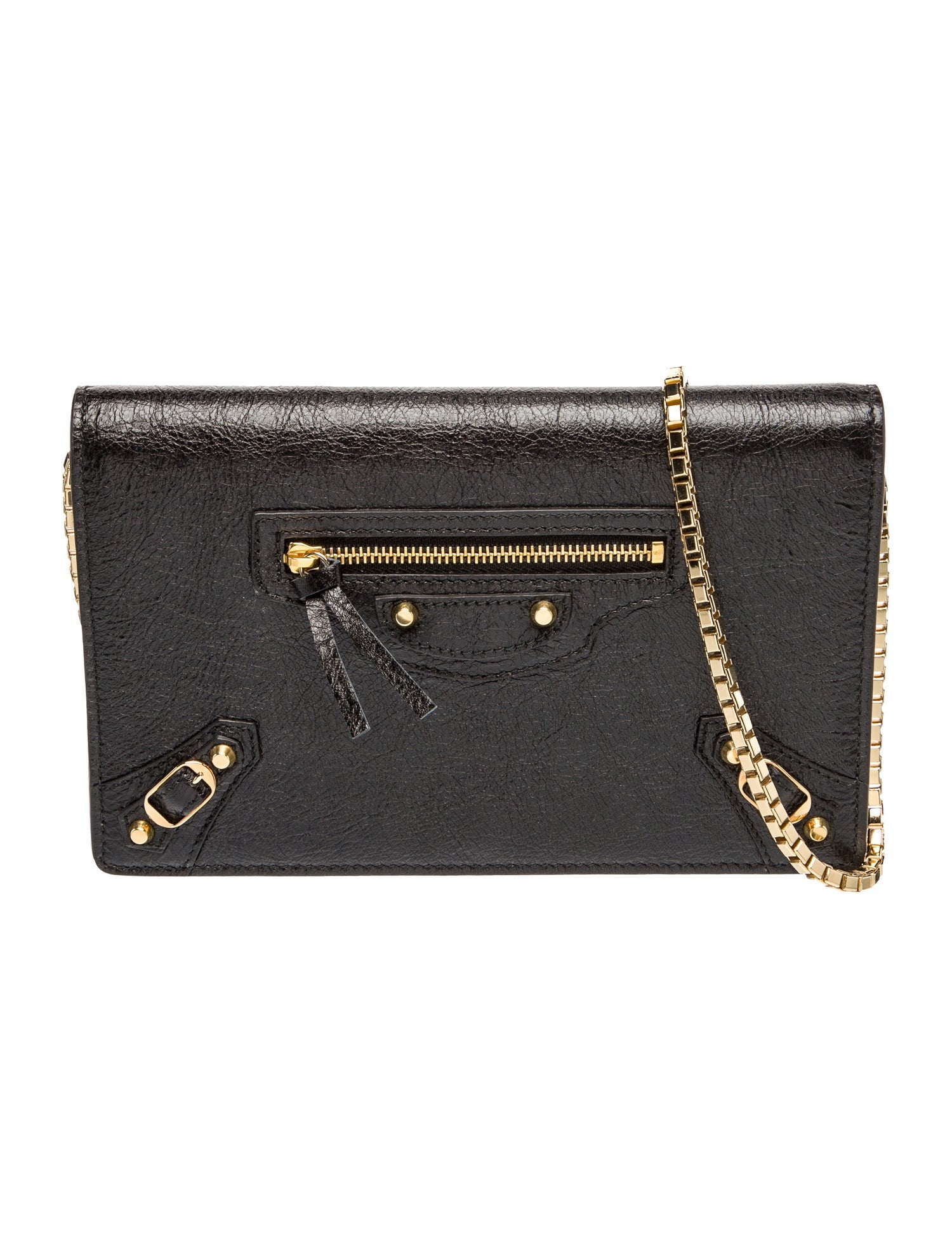 Balenciaga Leather Motocross City Metallic Edge - Black Crossbody