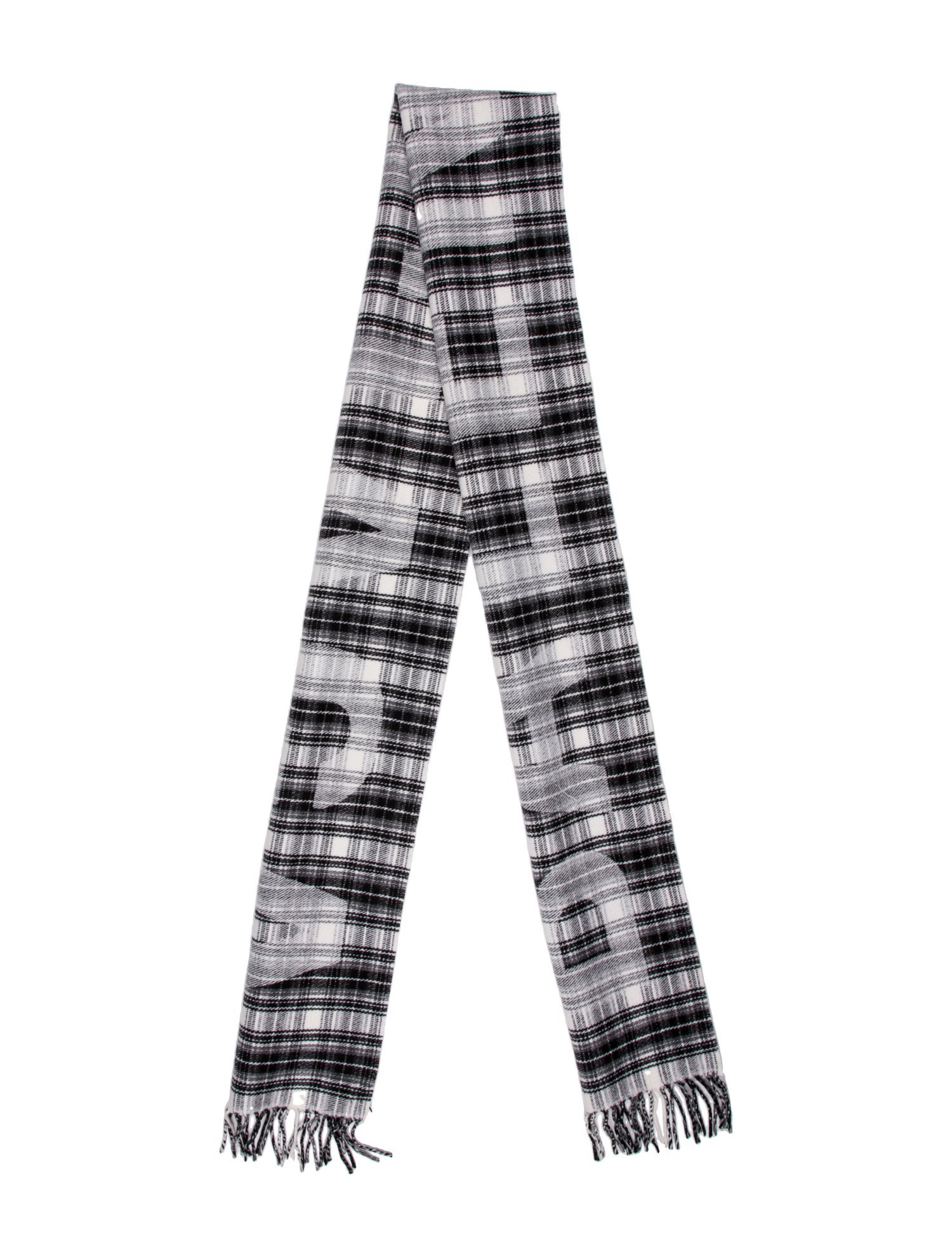 Balenciaga Wool Plaid Print Scarf w/ Tags