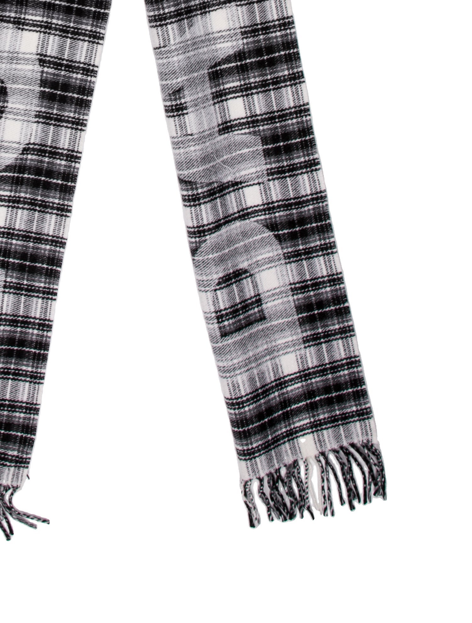 Balenciaga Wool Plaid Print Scarf w/ Tags