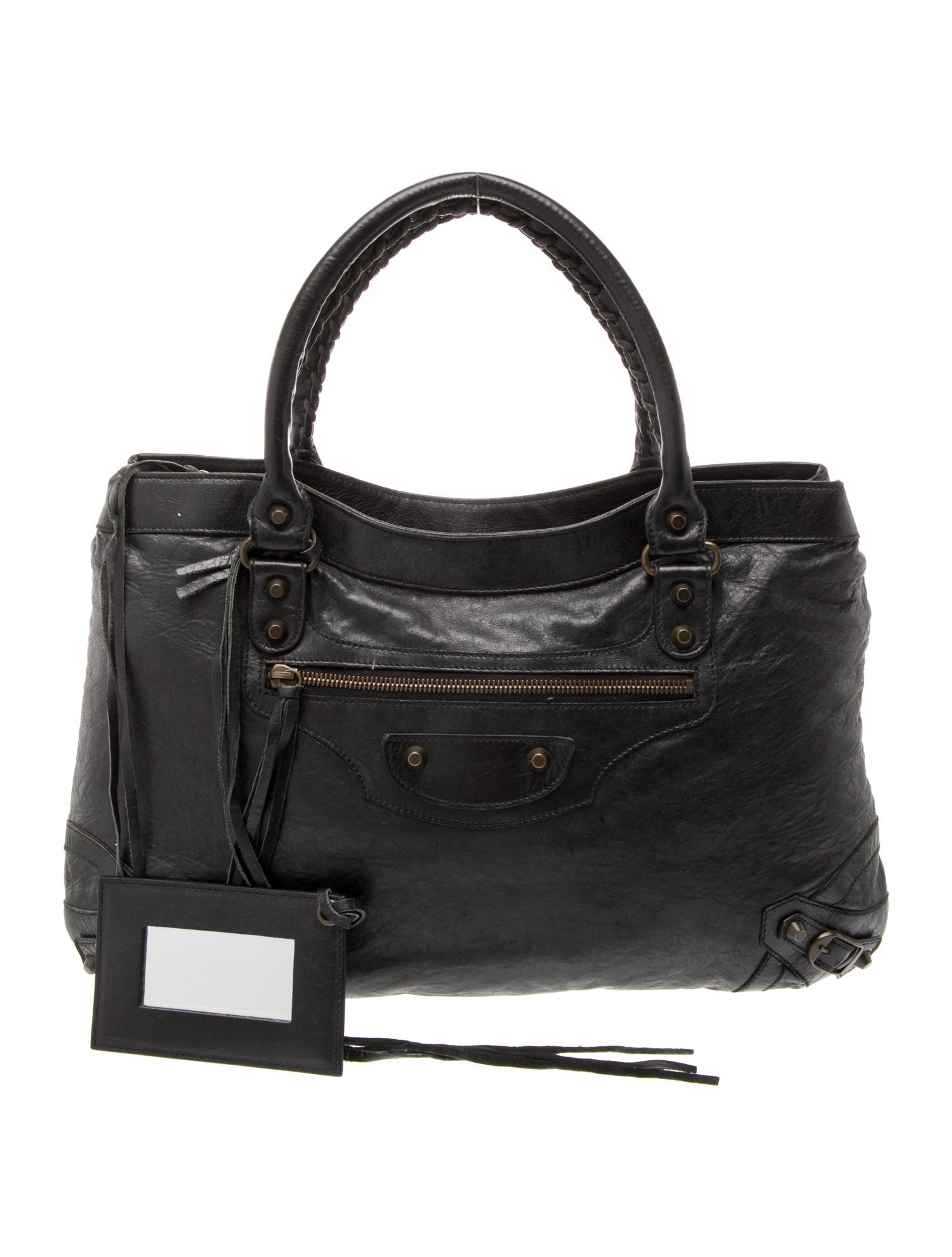 Prada Spazzolato Promenade Bag - Black Handle Bags, Handbags