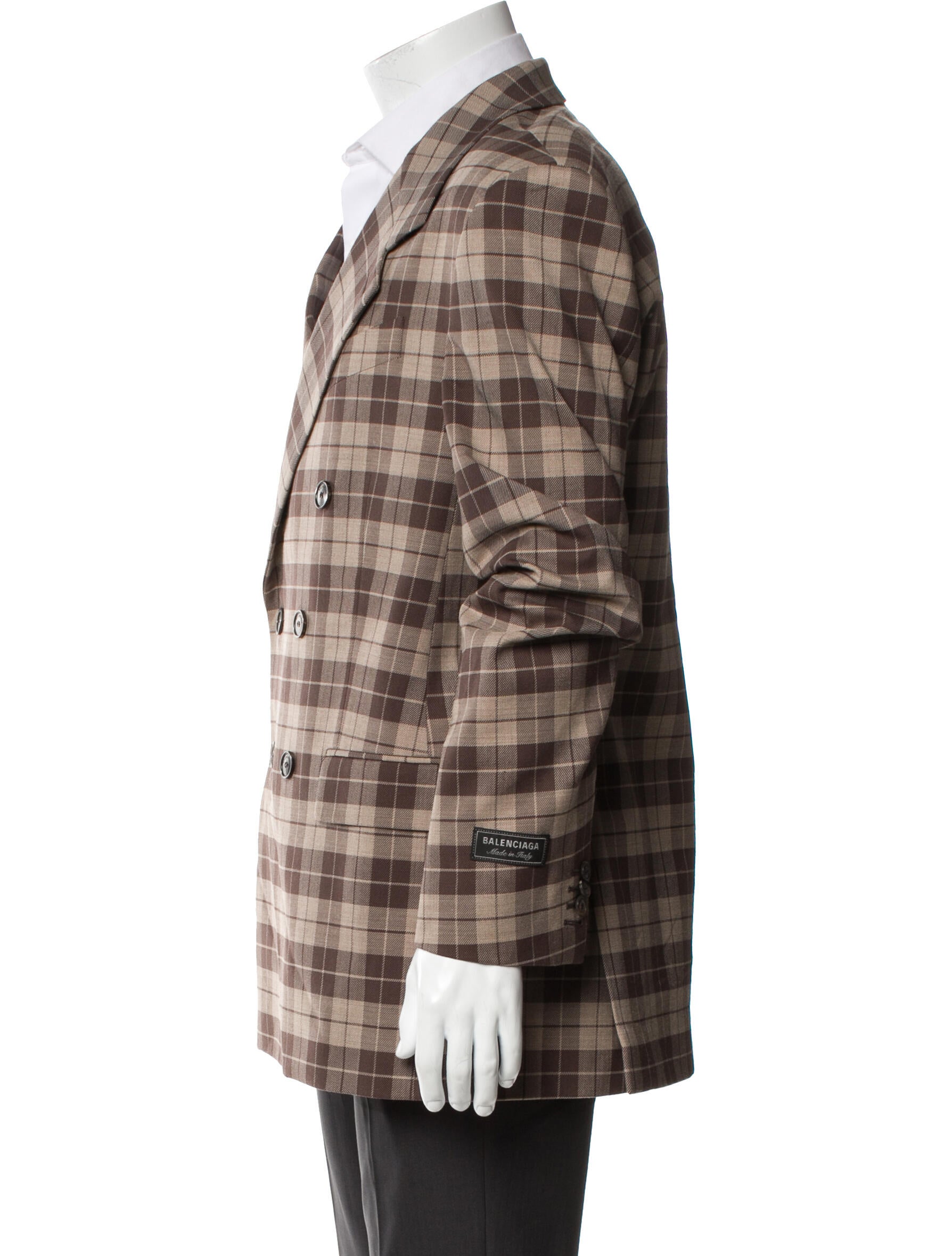 Balenciaga 2019 Plaid Print Peacoat w/ Tags