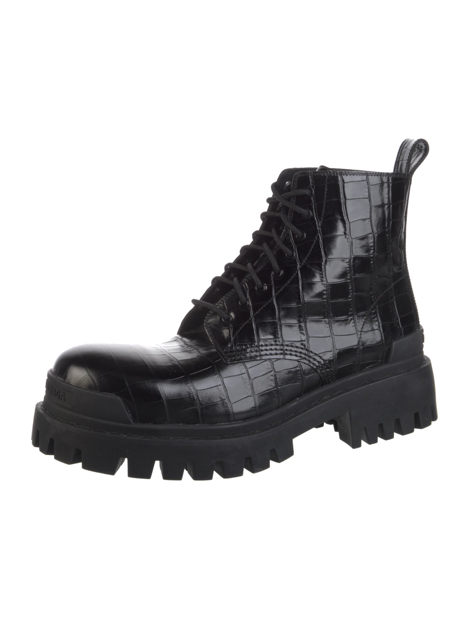 Balenciaga Embossed Leather Combat Boots