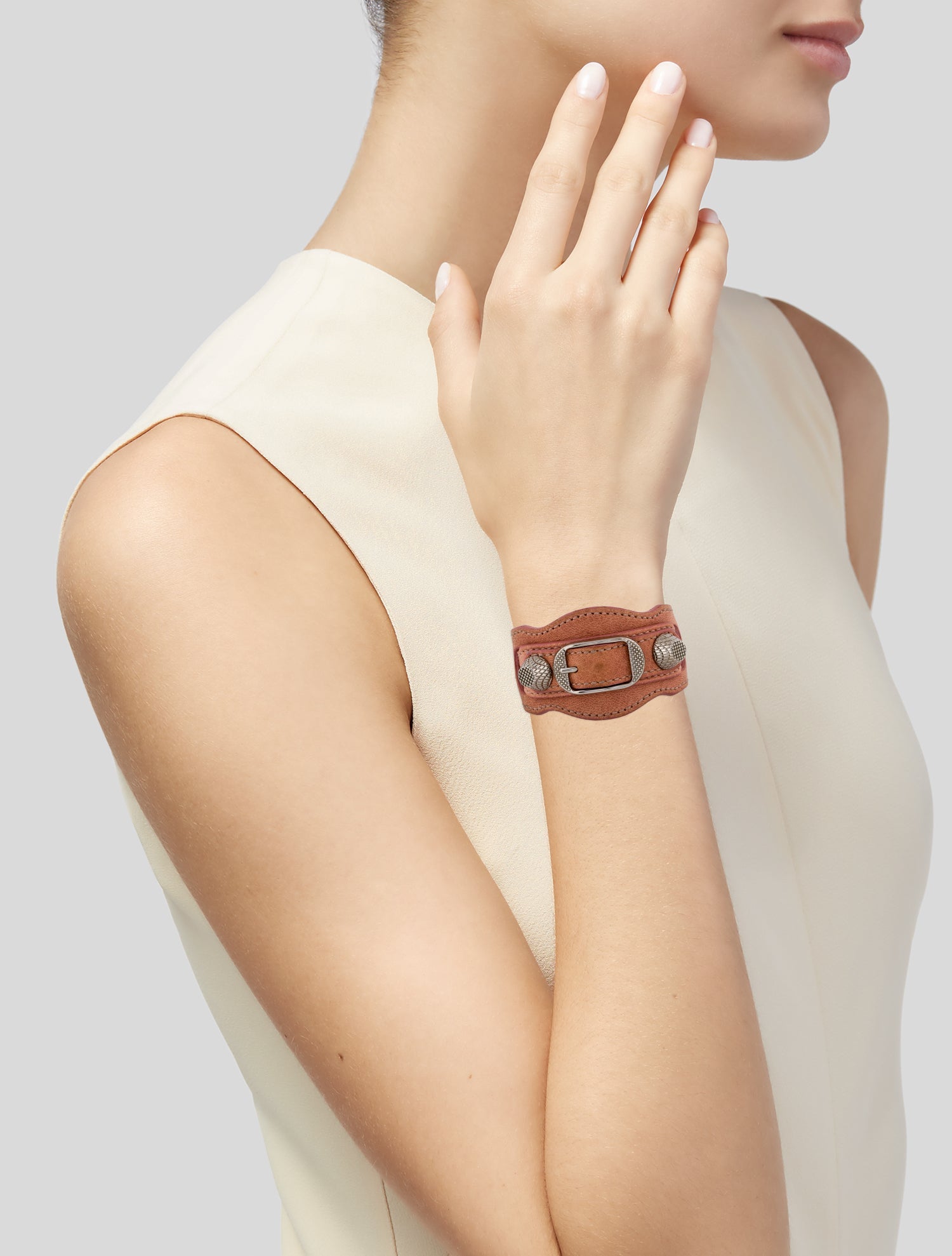 Balenciaga Leather Arena Giant Wrap Bracelet