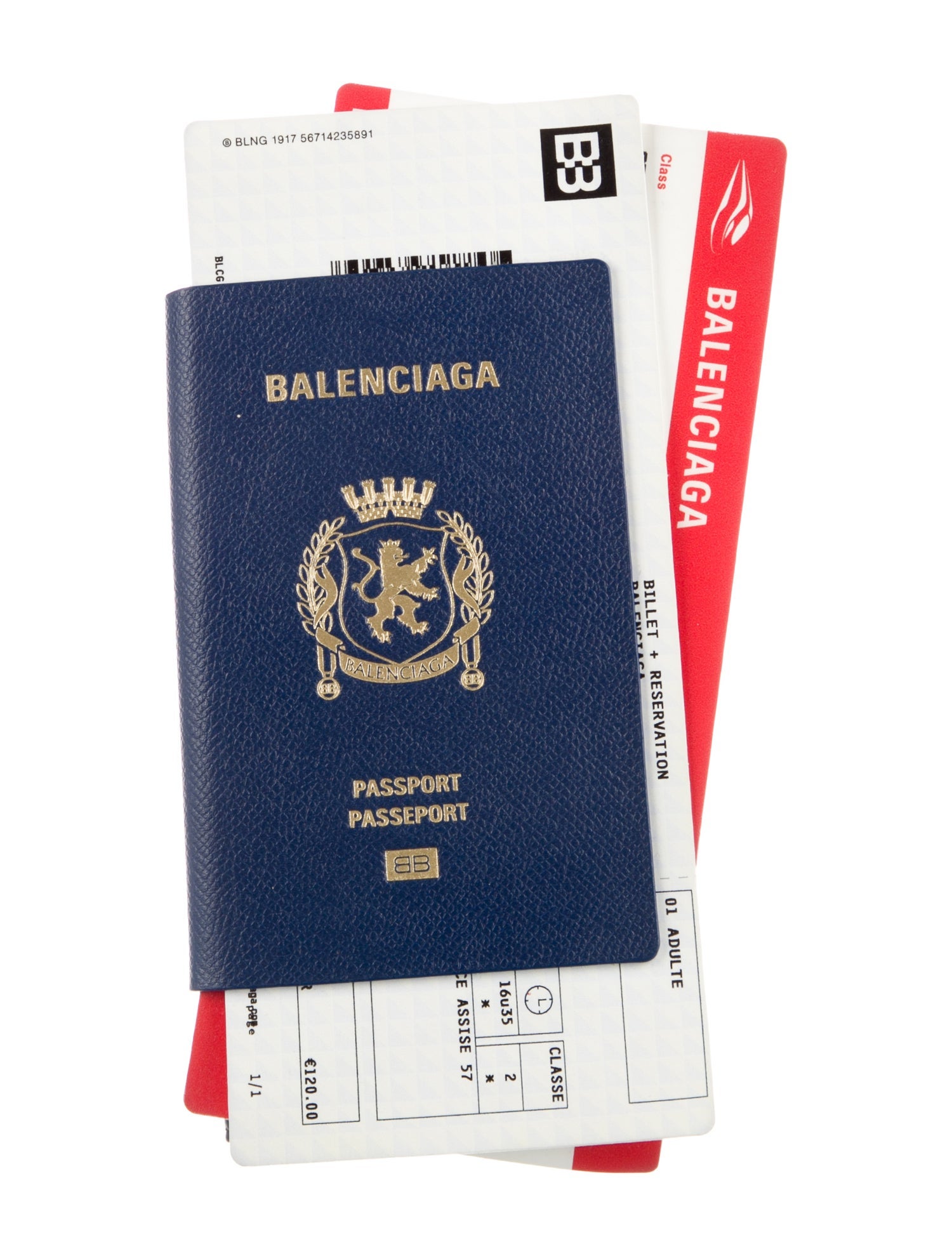 Balenciaga 2025 Navy Passport Long 2 Tickets Wallet