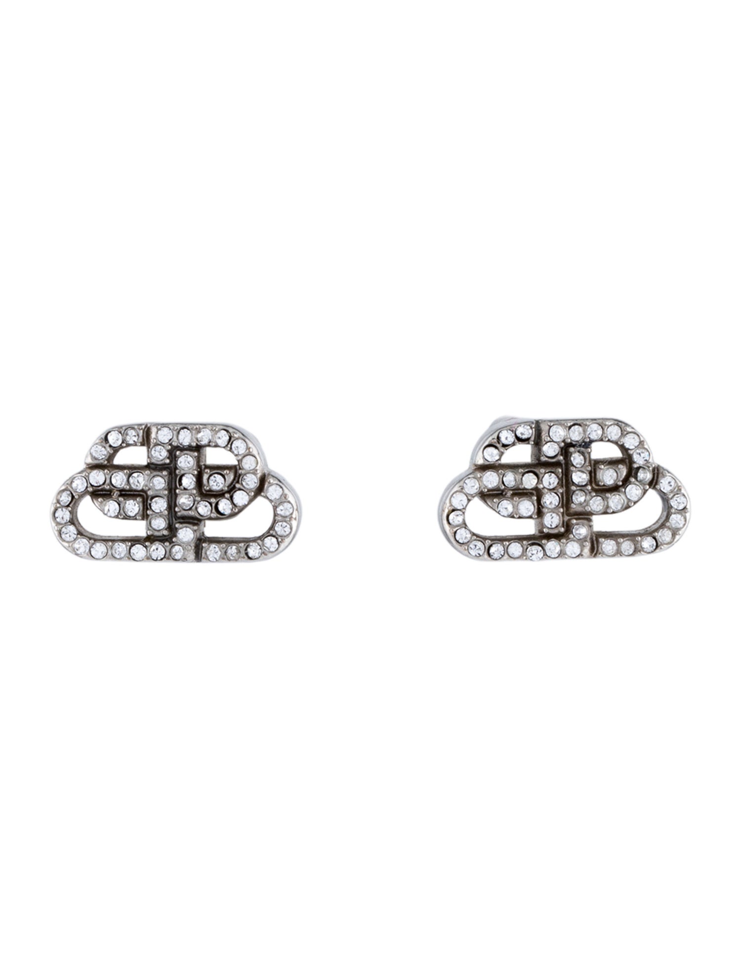Balenciaga Crystal BB Stud Earrings