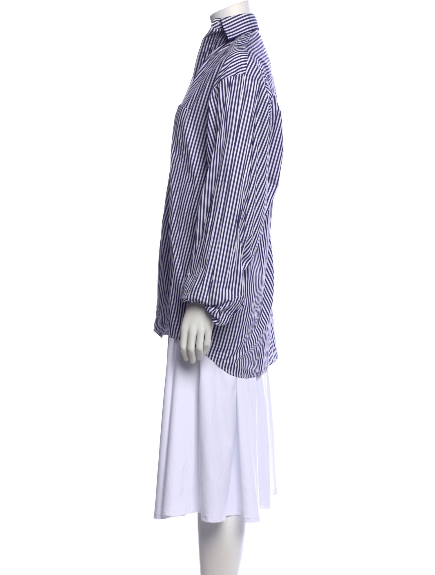 Balenciaga Striped Long Sleeve Button-Up Top