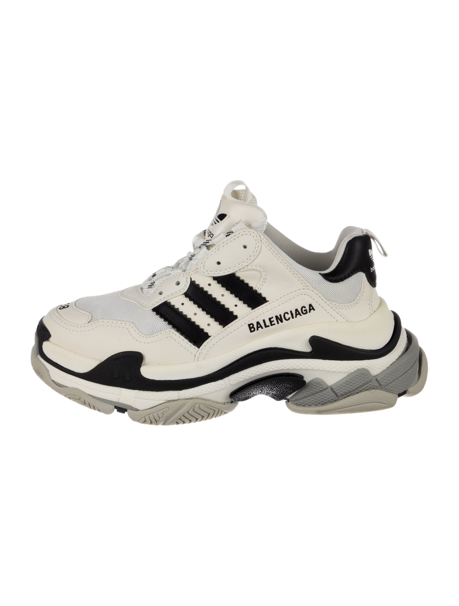 Balenciaga X Triple S White Black Athletic Sneakers